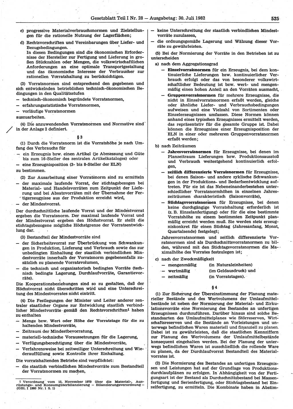 Gesetzblatt (GBl.) der Deutschen Demokratischen Republik (DDR) Teil Ⅰ 1982, Seite 525 (GBl. DDR Ⅰ 1982, S. 525)