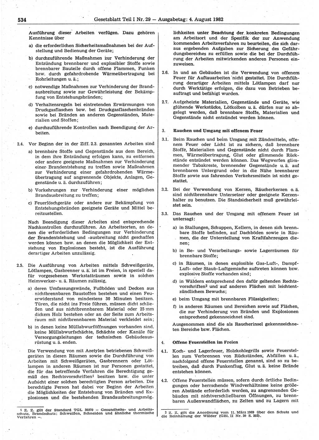 Gesetzblatt (GBl.) der Deutschen Demokratischen Republik (DDR) Teil Ⅰ 1982, Seite 534 (GBl. DDR Ⅰ 1982, S. 534)