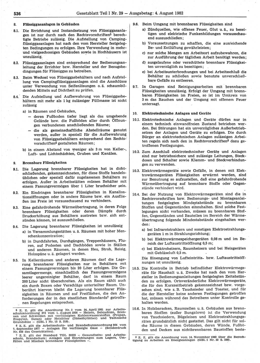 Gesetzblatt (GBl.) der Deutschen Demokratischen Republik (DDR) Teil Ⅰ 1982, Seite 536 (GBl. DDR Ⅰ 1982, S. 536)
