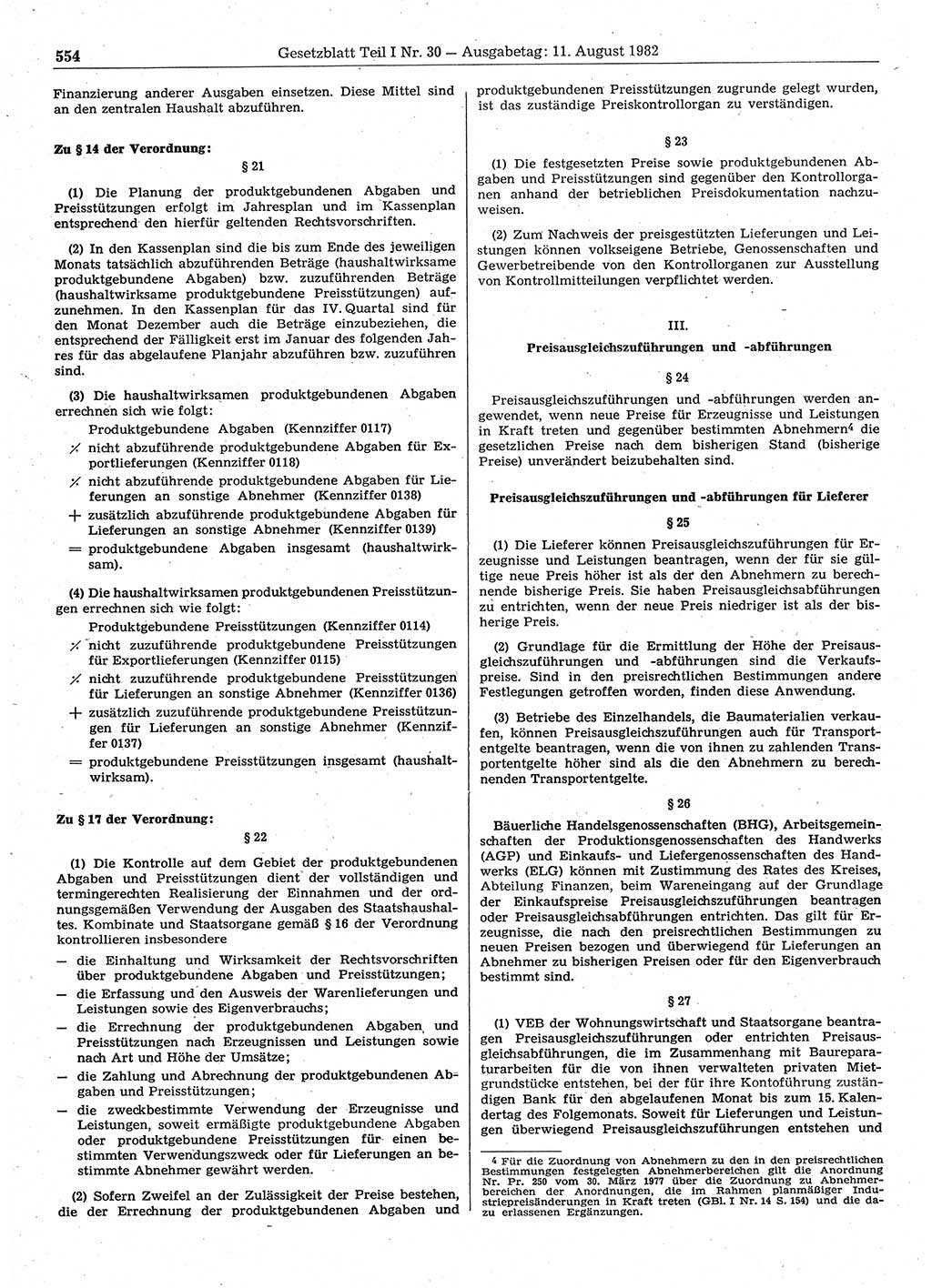 Gesetzblatt (GBl.) der Deutschen Demokratischen Republik (DDR) Teil Ⅰ 1982, Seite 554 (GBl. DDR Ⅰ 1982, S. 554)