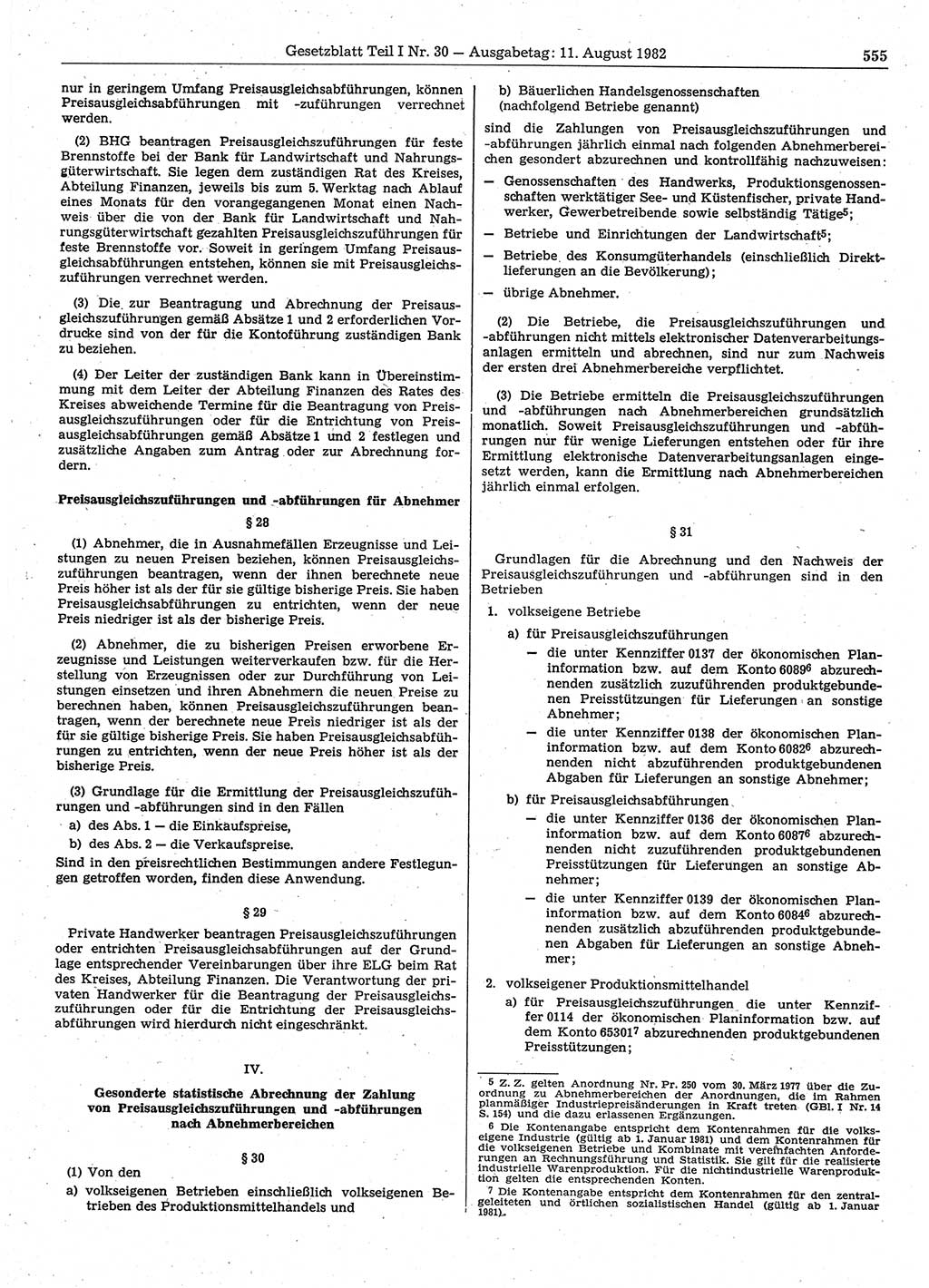 Gesetzblatt (GBl.) der Deutschen Demokratischen Republik (DDR) Teil Ⅰ 1982, Seite 555 (GBl. DDR Ⅰ 1982, S. 555)