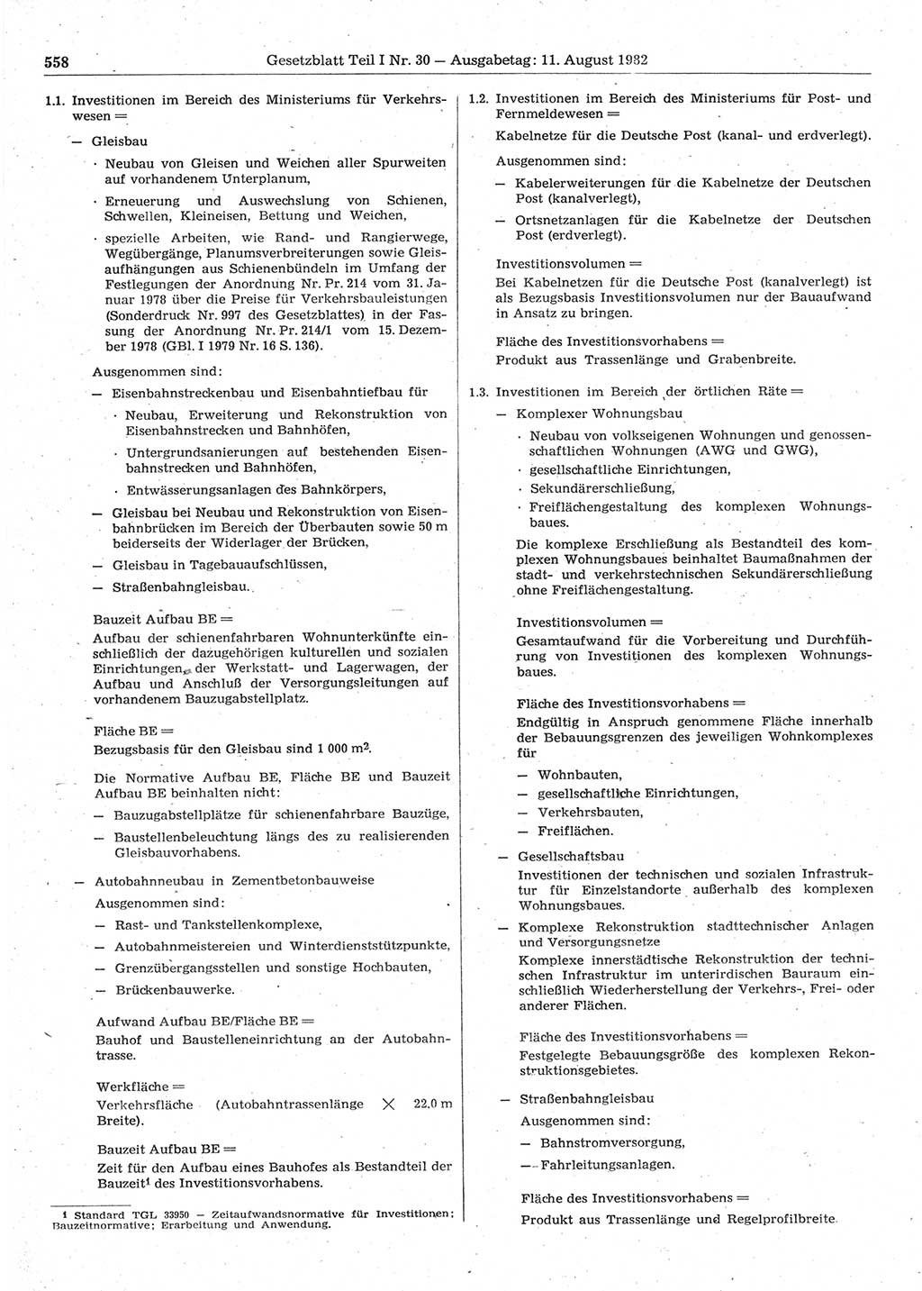 Gesetzblatt (GBl.) der Deutschen Demokratischen Republik (DDR) Teil Ⅰ 1982, Seite 558 (GBl. DDR Ⅰ 1982, S. 558)