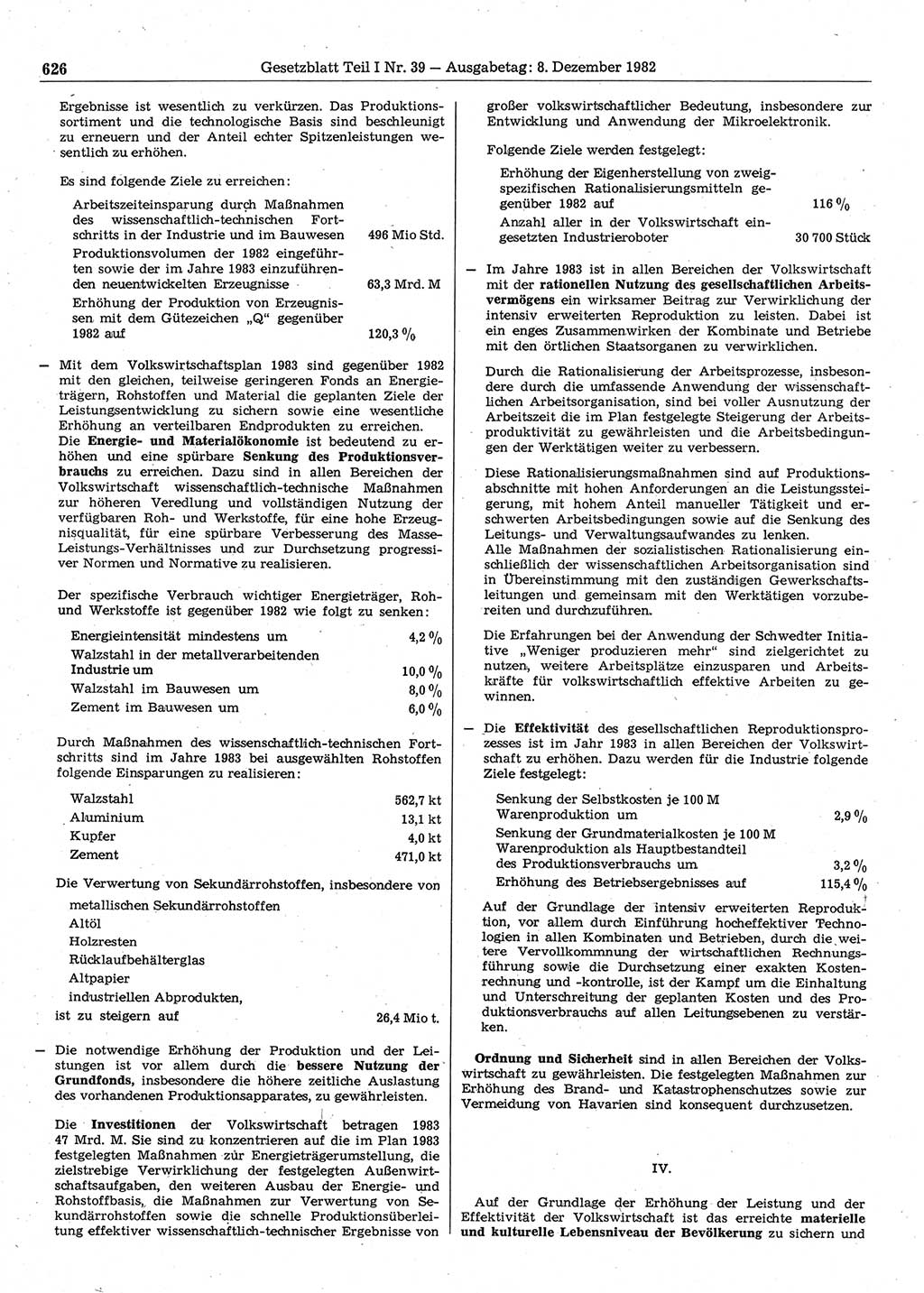 Gesetzblatt (GBl.) der Deutschen Demokratischen Republik (DDR) Teil Ⅰ 1982, Seite 626 (GBl. DDR Ⅰ 1982, S. 626)