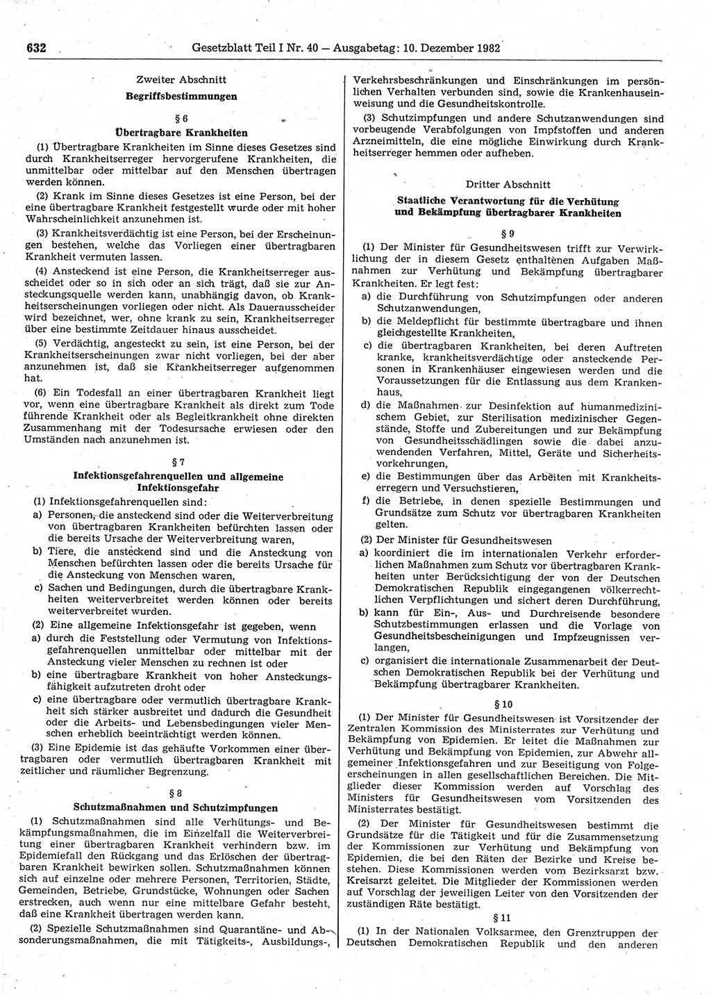 Gesetzblatt (GBl.) der Deutschen Demokratischen Republik (DDR) Teil Ⅰ 1982, Seite 632 (GBl. DDR Ⅰ 1982, S. 632)