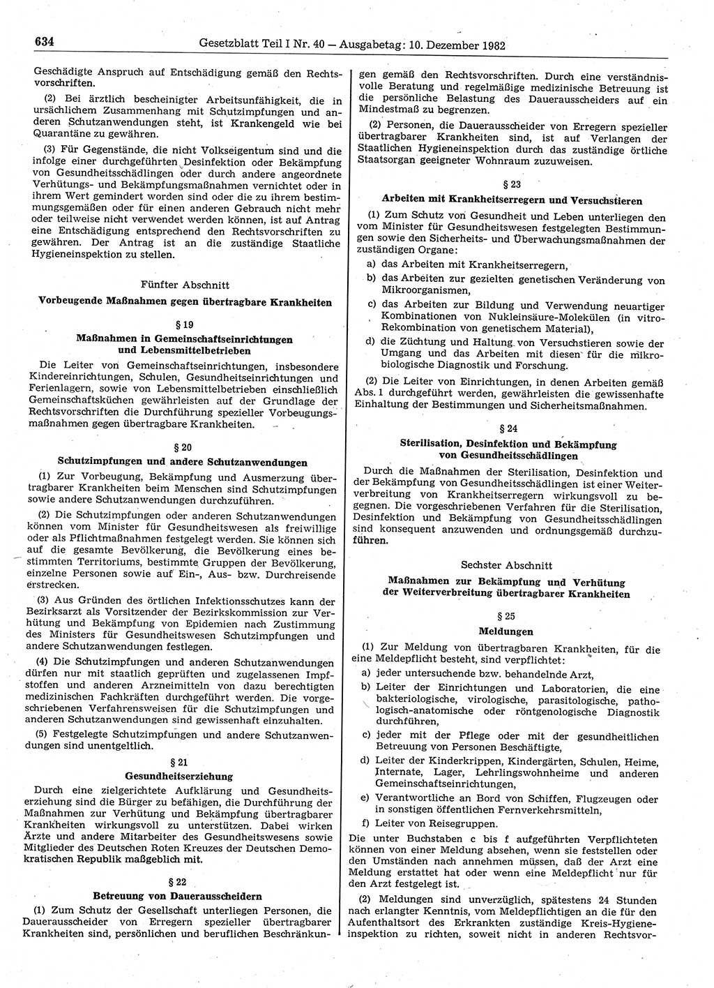 Gesetzblatt (GBl.) der Deutschen Demokratischen Republik (DDR) Teil Ⅰ 1982, Seite 634 (GBl. DDR Ⅰ 1982, S. 634)