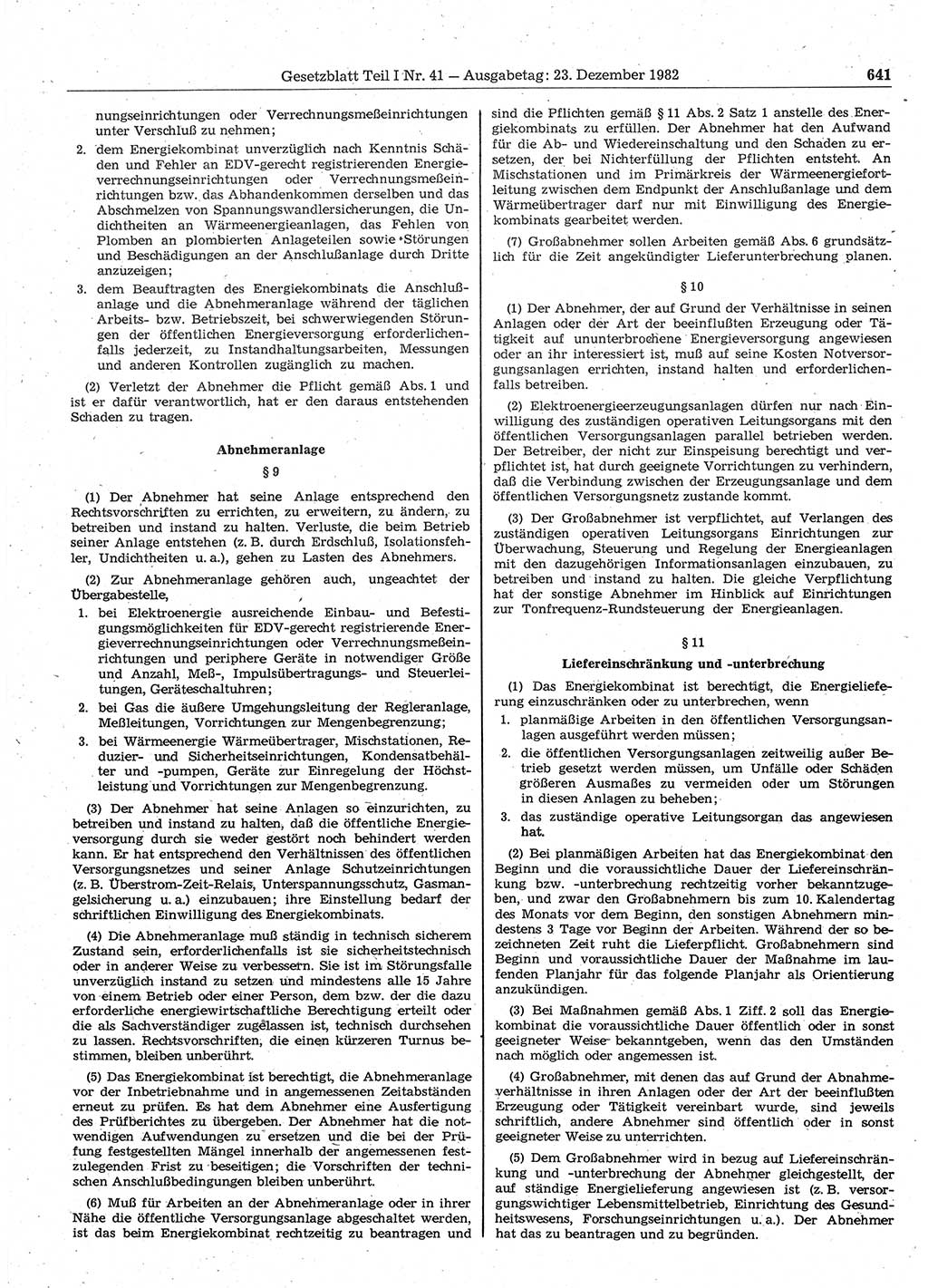 Gesetzblatt (GBl.) der Deutschen Demokratischen Republik (DDR) Teil Ⅰ 1982, Seite 641 (GBl. DDR Ⅰ 1982, S. 641)