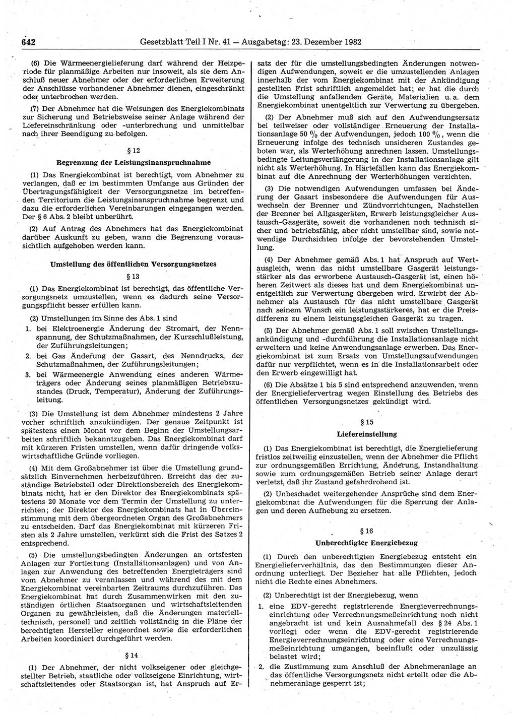 Gesetzblatt (GBl.) der Deutschen Demokratischen Republik (DDR) Teil Ⅰ 1982, Seite 642 (GBl. DDR Ⅰ 1982, S. 642)