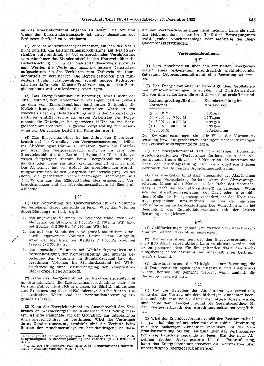 Gesetzblatt (GBl.) der Deutschen Demokratischen Republik (DDR) Teil Ⅰ 1982, Seite 645 (GBl. DDR Ⅰ 1982, S. 645)