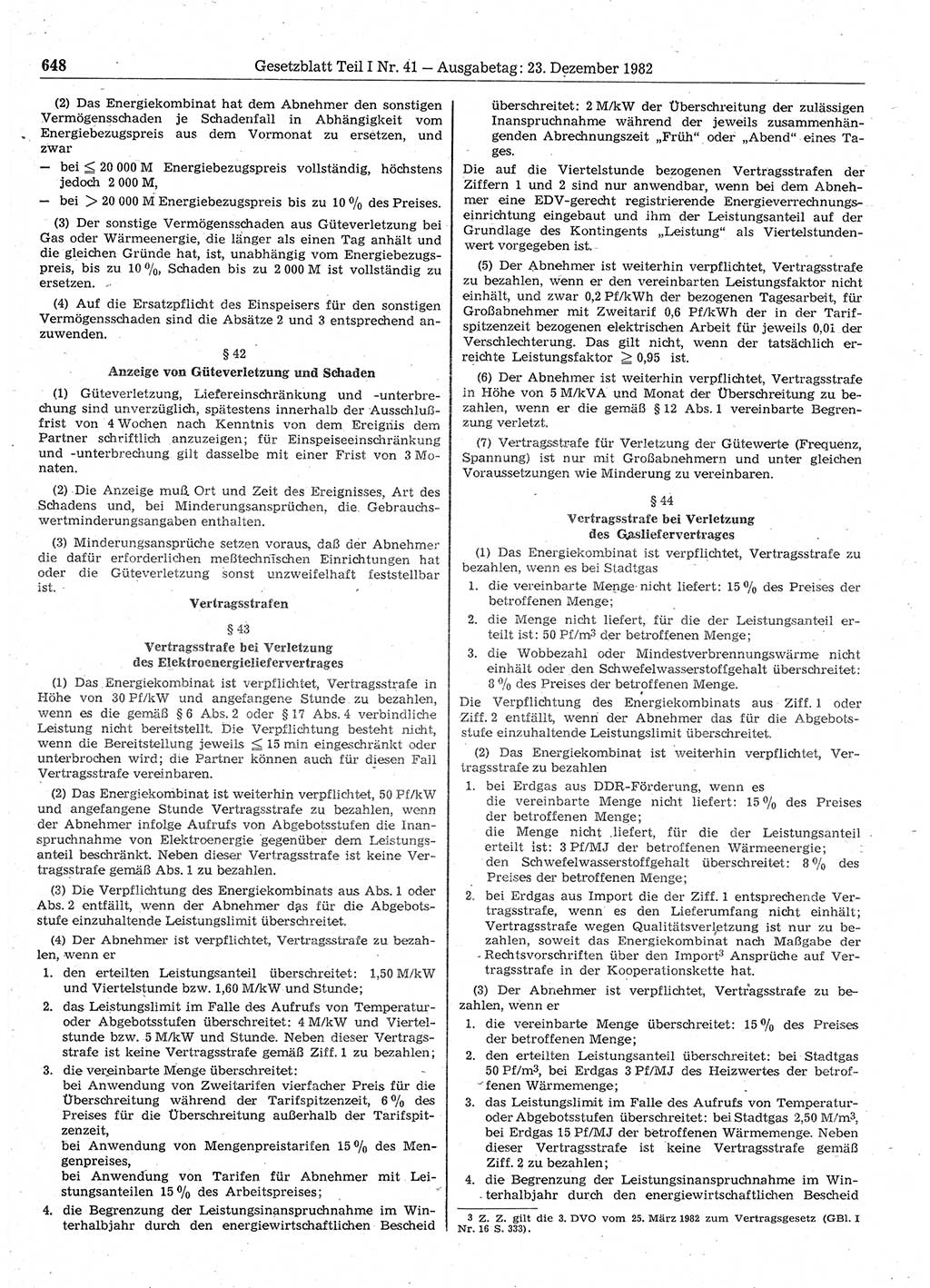 Gesetzblatt (GBl.) der Deutschen Demokratischen Republik (DDR) Teil Ⅰ 1982, Seite 648 (GBl. DDR Ⅰ 1982, S. 648)