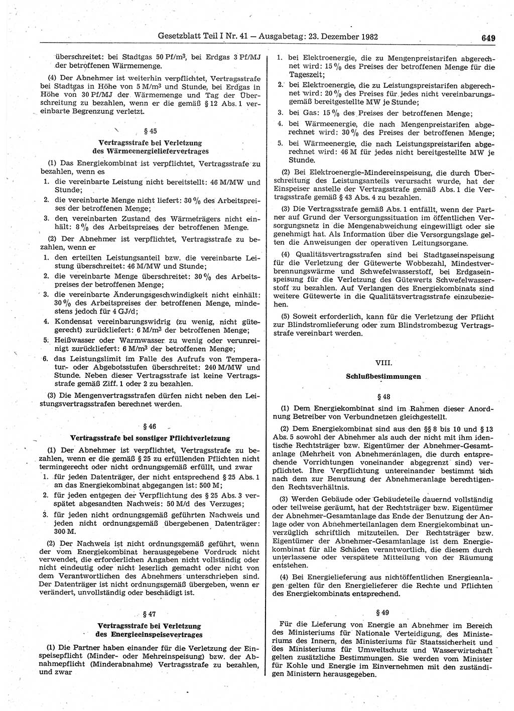 Gesetzblatt (GBl.) der Deutschen Demokratischen Republik (DDR) Teil Ⅰ 1982, Seite 649 (GBl. DDR Ⅰ 1982, S. 649)