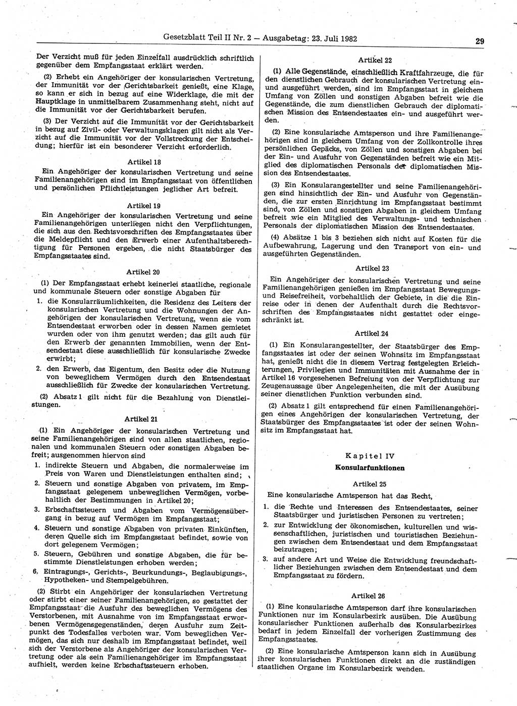 Gesetzblatt (GBl.) der Deutschen Demokratischen Republik (DDR) Teil ⅠⅠ 1982, Seite 29 (GBl. DDR ⅠⅠ 1982, S. 29)