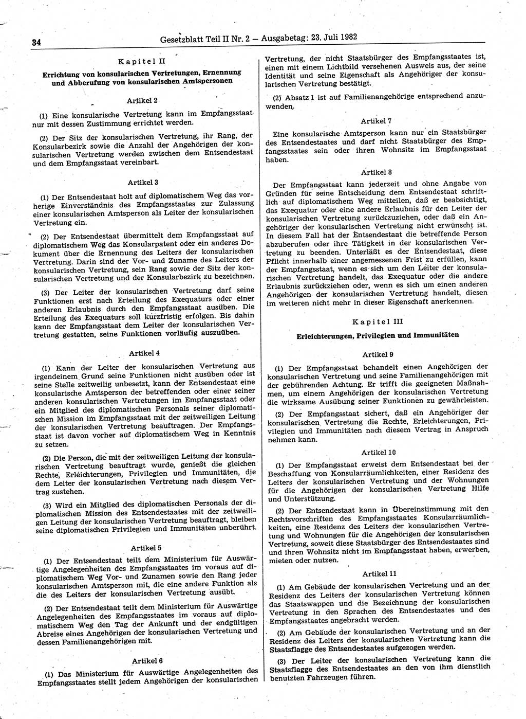 Gesetzblatt (GBl.) der Deutschen Demokratischen Republik (DDR) Teil ⅠⅠ 1982, Seite 34 (GBl. DDR ⅠⅠ 1982, S. 34)