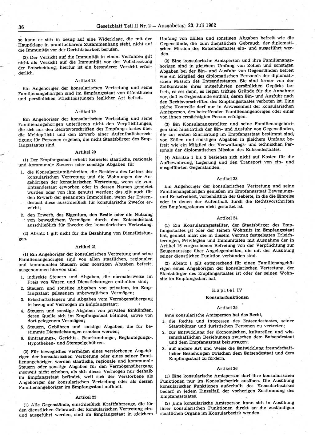 Gesetzblatt (GBl.) der Deutschen Demokratischen Republik (DDR) Teil ⅠⅠ 1982, Seite 36 (GBl. DDR ⅠⅠ 1982, S. 36)