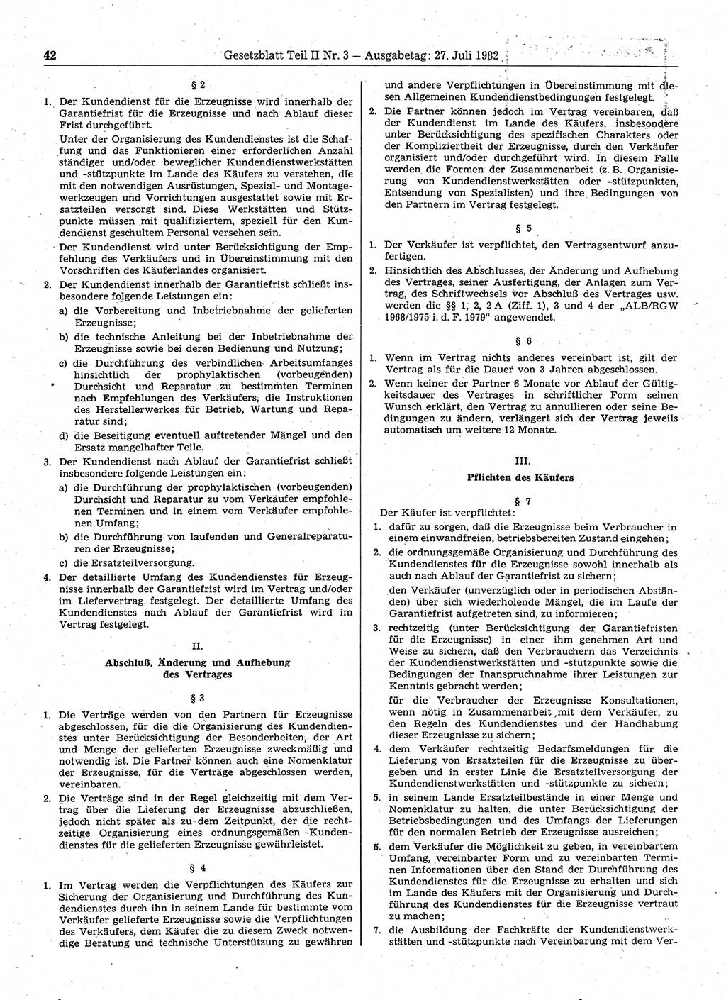 Gesetzblatt (GBl.) der Deutschen Demokratischen Republik (DDR) Teil ⅠⅠ 1982, Seite 42 (GBl. DDR ⅠⅠ 1982, S. 42)
