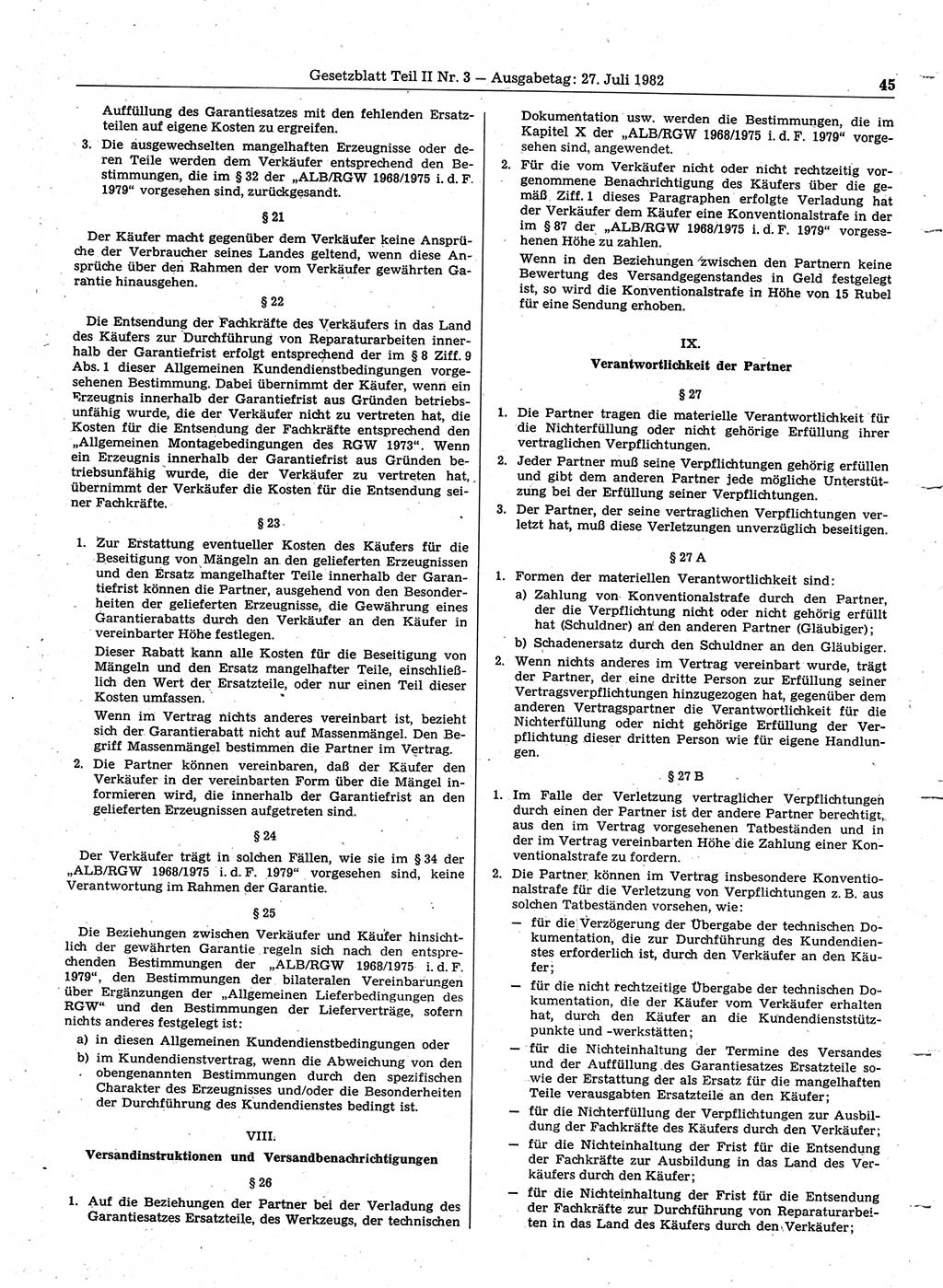 Gesetzblatt (GBl.) der Deutschen Demokratischen Republik (DDR) Teil ⅠⅠ 1982, Seite 45 (GBl. DDR ⅠⅠ 1982, S. 45)