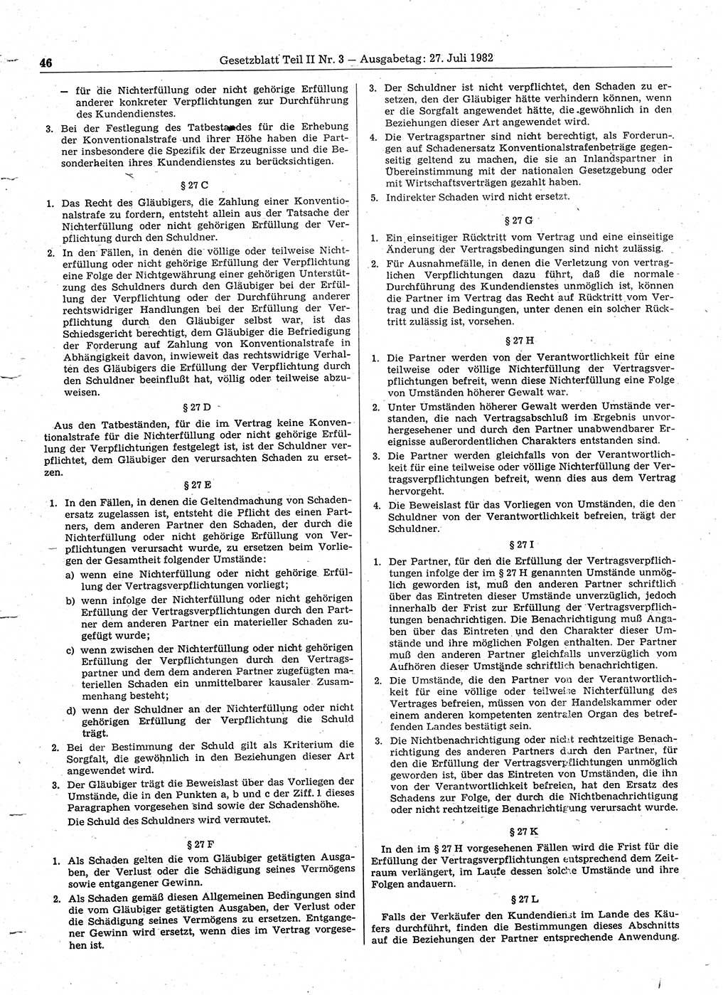 Gesetzblatt (GBl.) der Deutschen Demokratischen Republik (DDR) Teil ⅠⅠ 1982, Seite 46 (GBl. DDR ⅠⅠ 1982, S. 46)