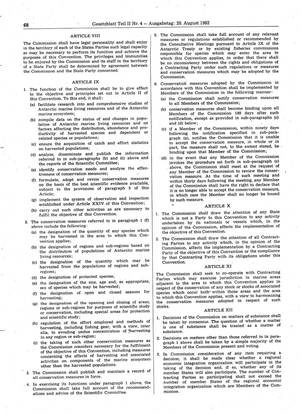 Gesetzblatt (GBl.) der Deutschen Demokratischen Republik (DDR) Teil ⅠⅠ 1982, Seite 68 (GBl. DDR ⅠⅠ 1982, S. 68)