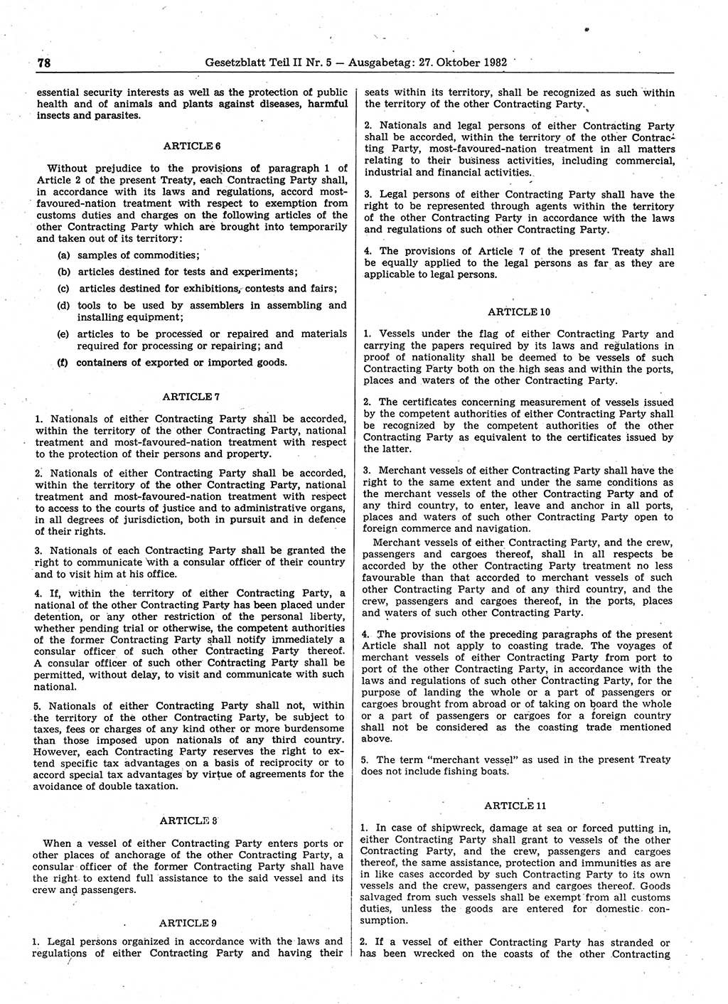 Gesetzblatt (GBl.) der Deutschen Demokratischen Republik (DDR) Teil ⅠⅠ 1982, Seite 78 (GBl. DDR ⅠⅠ 1982, S. 78)