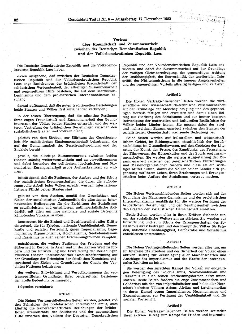 Gesetzblatt (GBl.) der Deutschen Demokratischen Republik (DDR) Teil ⅠⅠ 1982, Seite 82 (GBl. DDR ⅠⅠ 1982, S. 82)
