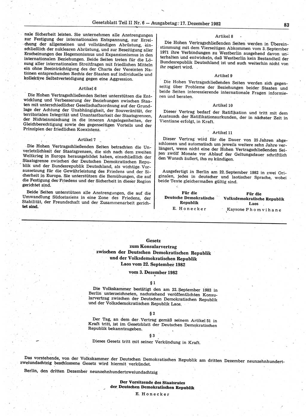Gesetzblatt (GBl.) der Deutschen Demokratischen Republik (DDR) Teil ⅠⅠ 1982, Seite 83 (GBl. DDR ⅠⅠ 1982, S. 83)