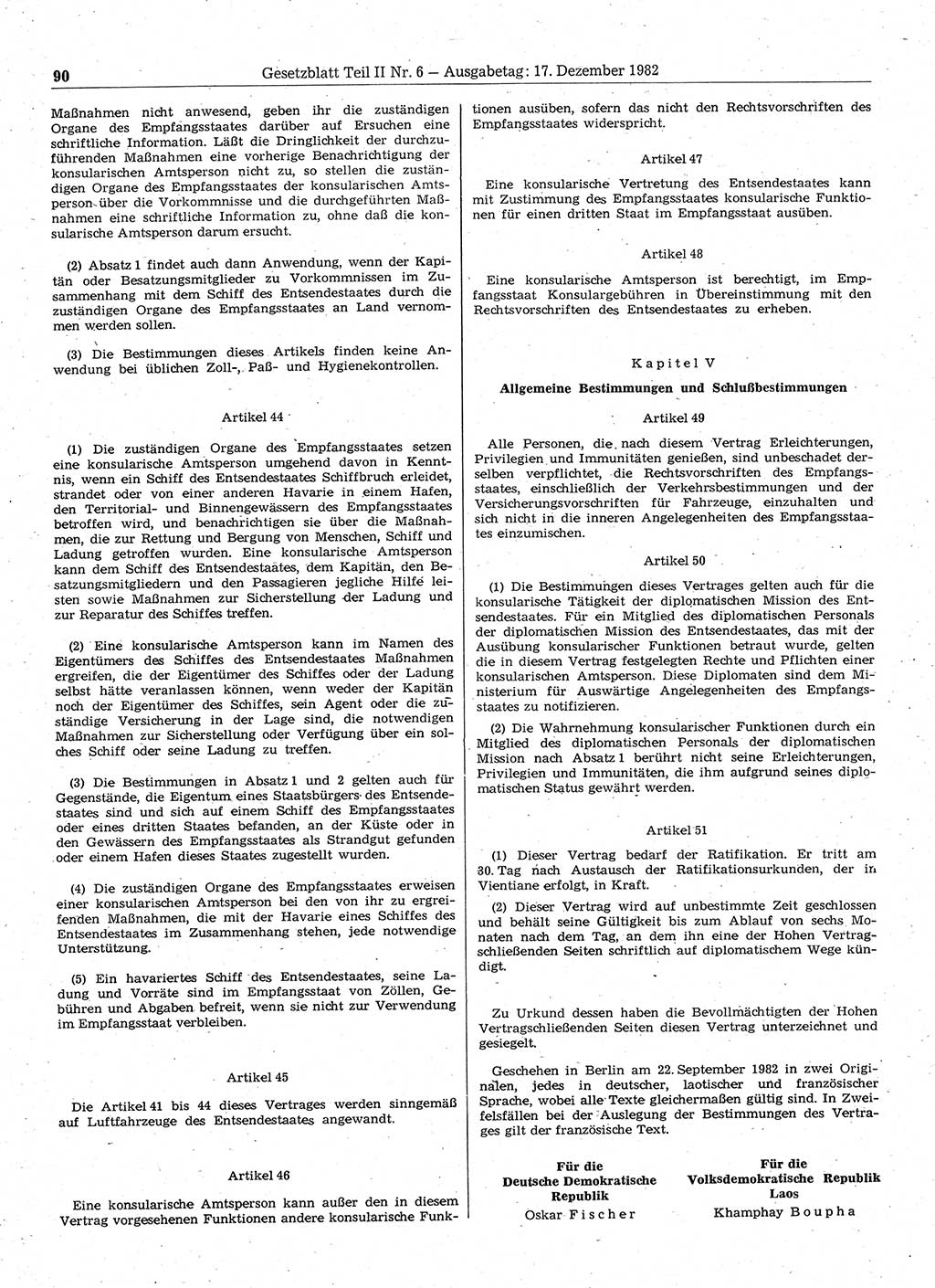 Gesetzblatt (GBl.) der Deutschen Demokratischen Republik (DDR) Teil ⅠⅠ 1982, Seite 90 (GBl. DDR ⅠⅠ 1982, S. 90)