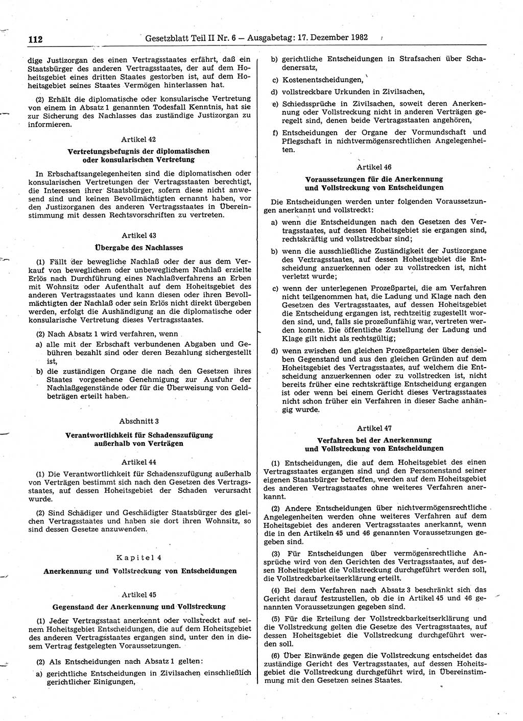 Gesetzblatt (GBl.) der Deutschen Demokratischen Republik (DDR) Teil ⅠⅠ 1982, Seite 112 (GBl. DDR ⅠⅠ 1982, S. 112)