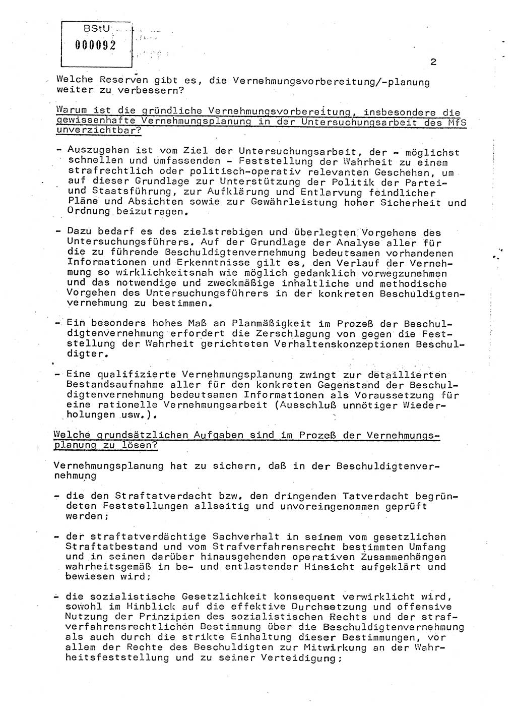 Hinweise Lektion Ministerium für Staatssicherheit (MfS) [Deutsche Demokratische Republik (DDR)], Hauptabteilung (HA) Ⅸ, Vertrauliche Verschlußsache (VVS) o014-409/82, Berlin 1982, Seite 2 (Hinw. Lekt. MfS DDR HA Ⅸ VVS o014-409/82 1982, S. 2)