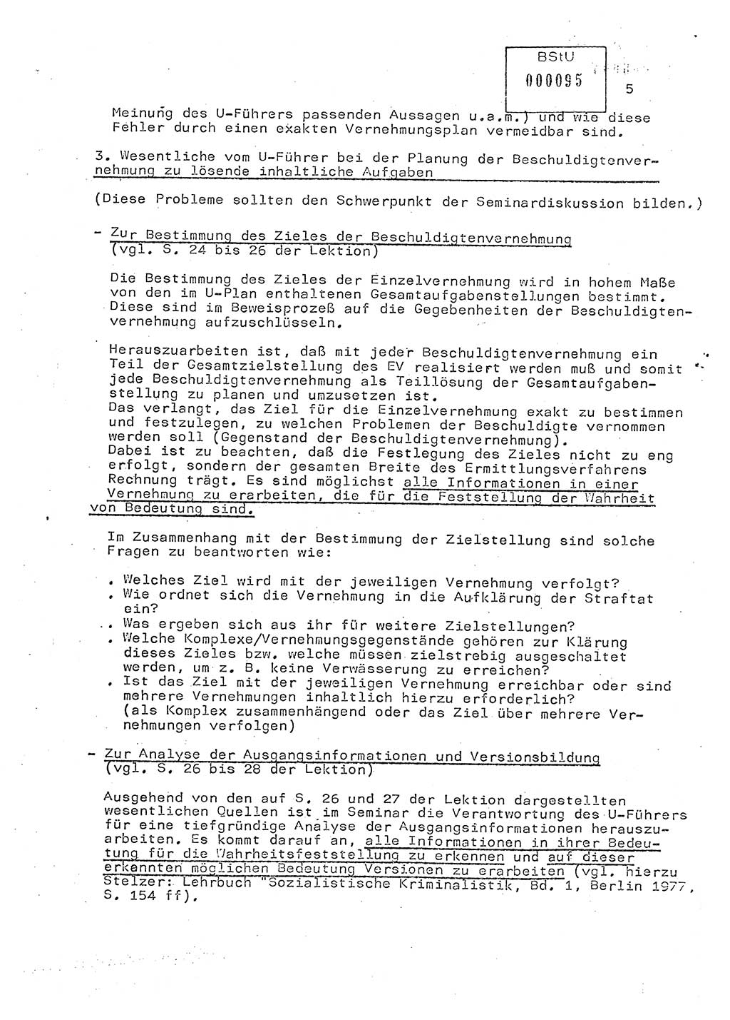 Hinweise Lektion Ministerium für Staatssicherheit (MfS) [Deutsche Demokratische Republik (DDR)], Hauptabteilung (HA) Ⅸ, Vertrauliche Verschlußsache (VVS) o014-409/82, Berlin 1982, Seite 5 (Hinw. Lekt. MfS DDR HA Ⅸ VVS o014-409/82 1982, S. 5)