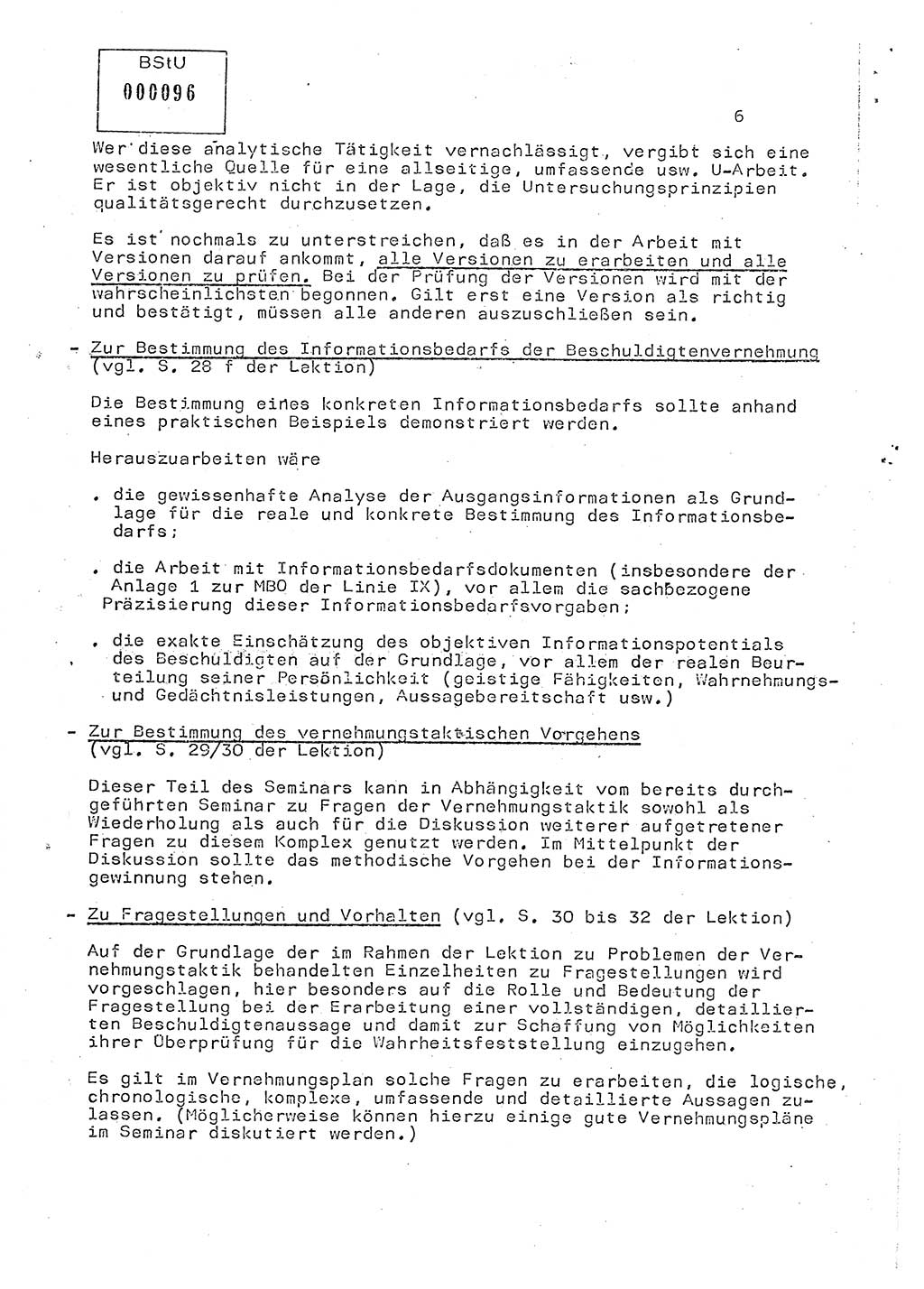 Hinweise Lektion Ministerium für Staatssicherheit (MfS) [Deutsche Demokratische Republik (DDR)], Hauptabteilung (HA) Ⅸ, Vertrauliche Verschlußsache (VVS) o014-409/82, Berlin 1982, Seite 6 (Hinw. Lekt. MfS DDR HA Ⅸ VVS o014-409/82 1982, S. 6)