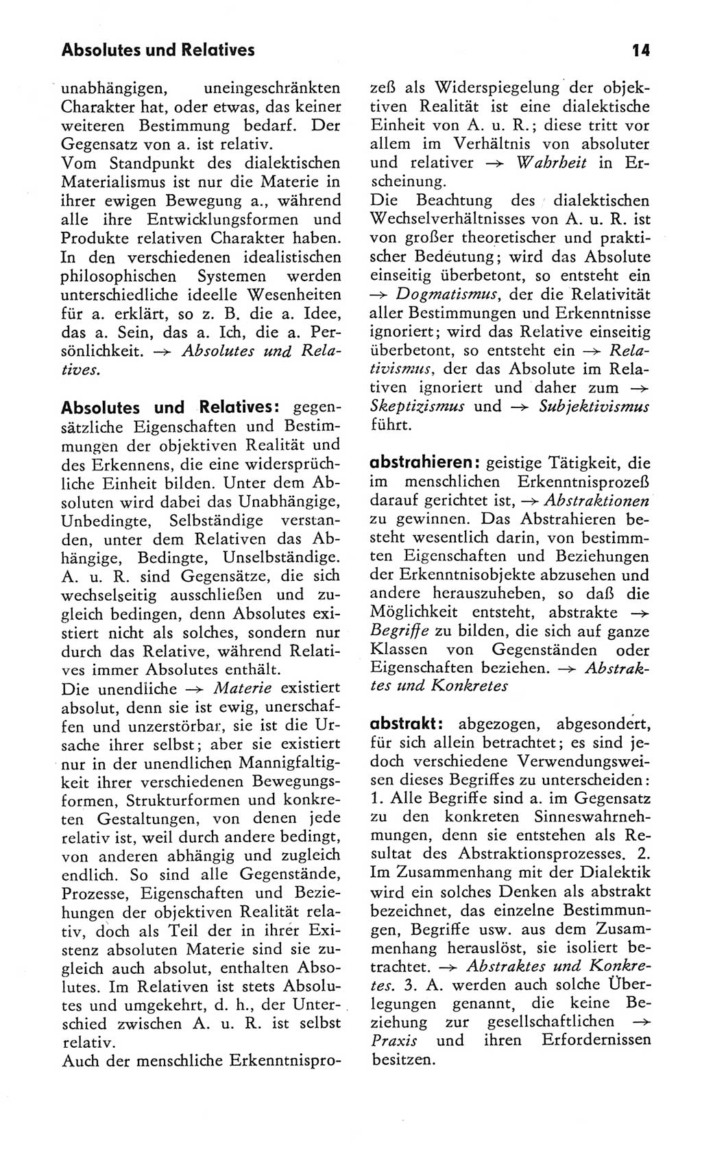 Kleines Wörterbuch der marxistisch-leninistischen Philosophie [Deutsche Demokratische Republik (DDR)] 1982, Seite 14 (Kl. Wb. ML Phil. DDR 1982, S. 14)