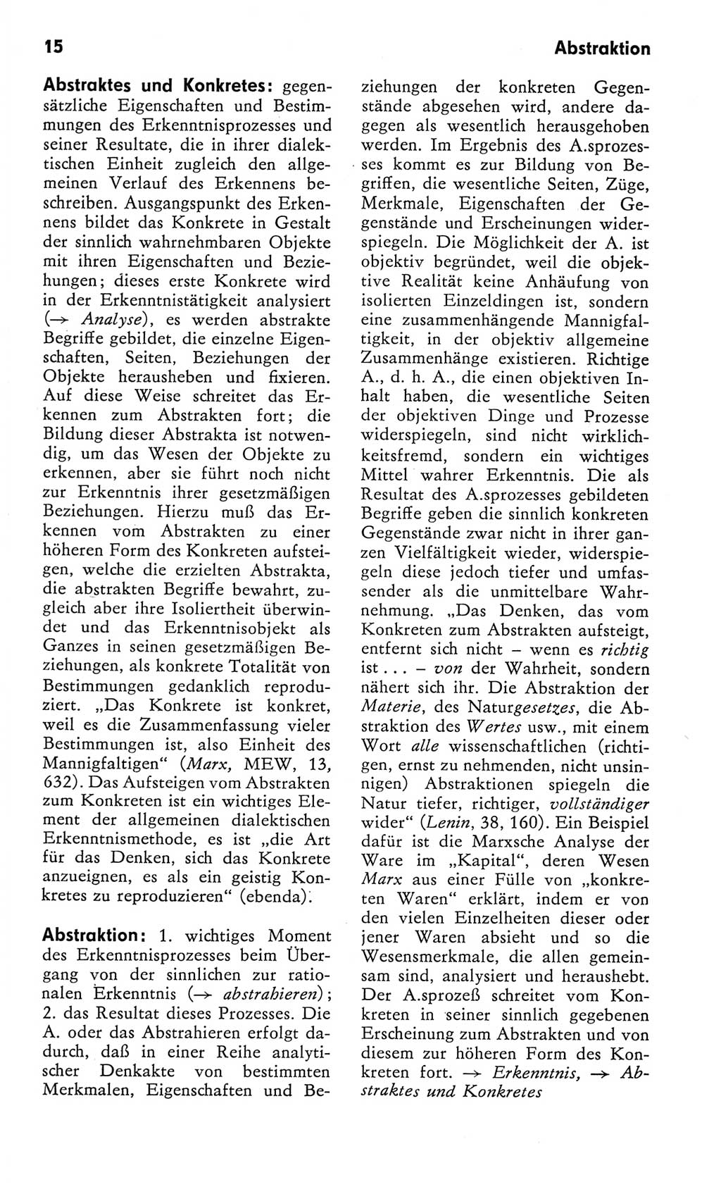 Kleines Wörterbuch der marxistisch-leninistischen Philosophie [Deutsche Demokratische Republik (DDR)] 1982, Seite 15 (Kl. Wb. ML Phil. DDR 1982, S. 15)