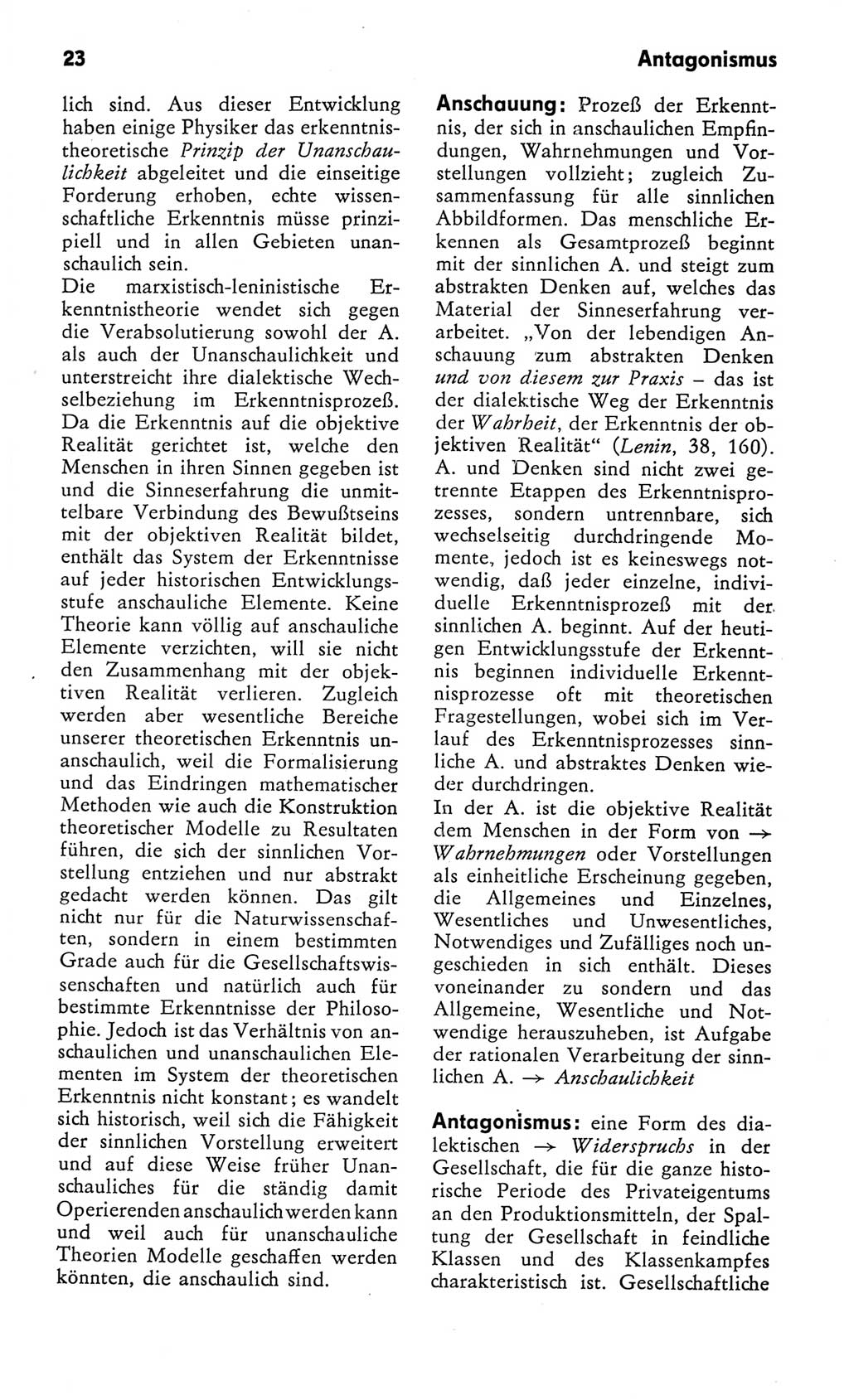 Kleines Wörterbuch der marxistisch-leninistischen Philosophie [Deutsche Demokratische Republik (DDR)] 1982, Seite 23 (Kl. Wb. ML Phil. DDR 1982, S. 23)