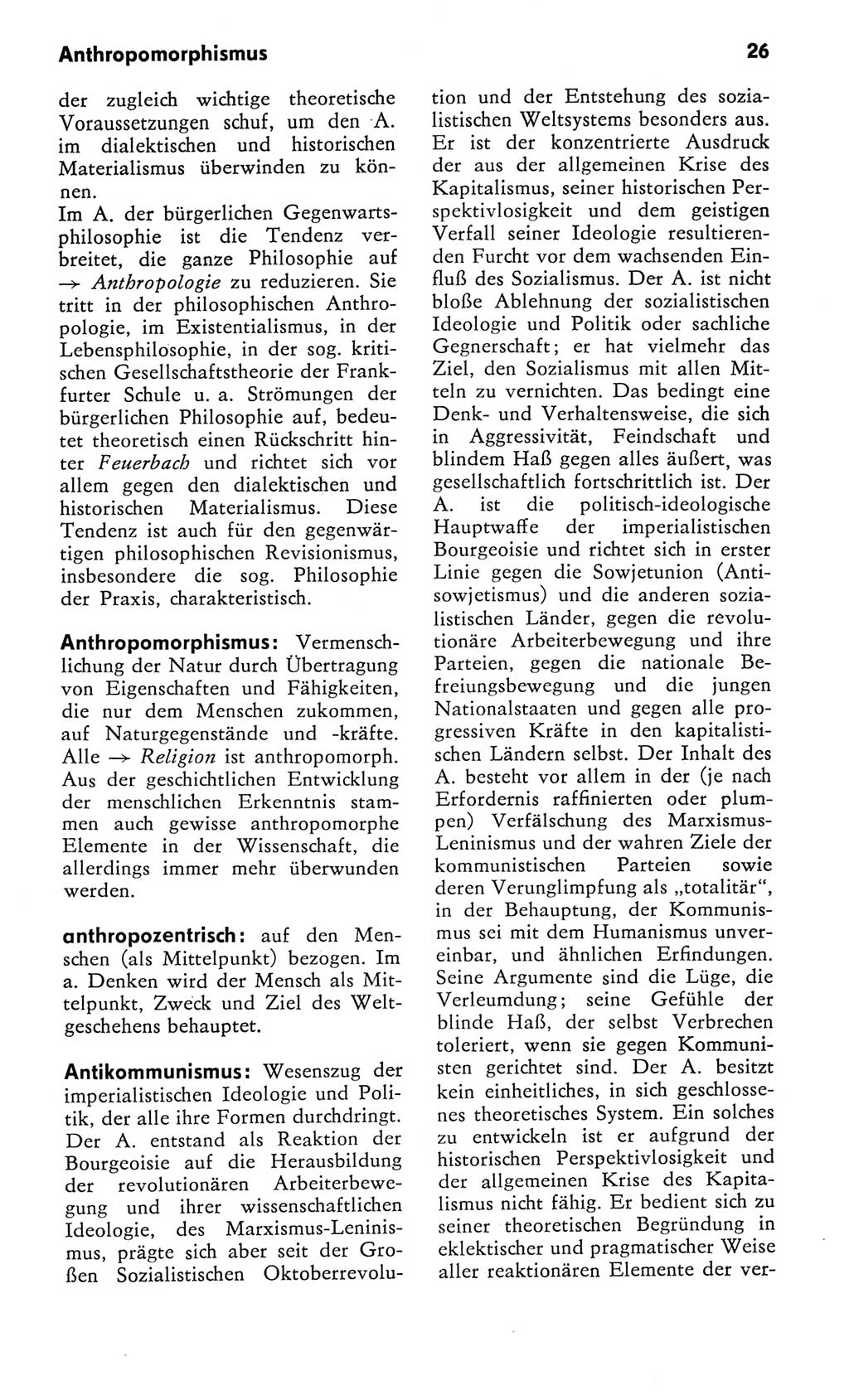 Kleines Wörterbuch der marxistisch-leninistischen Philosophie [Deutsche Demokratische Republik (DDR)] 1982, Seite 26 (Kl. Wb. ML Phil. DDR 1982, S. 26)