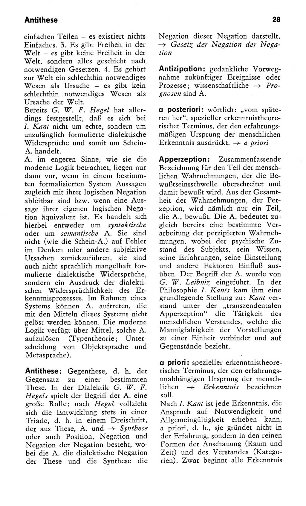Kleines Wörterbuch der marxistisch-leninistischen Philosophie [Deutsche Demokratische Republik (DDR)] 1982, Seite 28 (Kl. Wb. ML Phil. DDR 1982, S. 28)