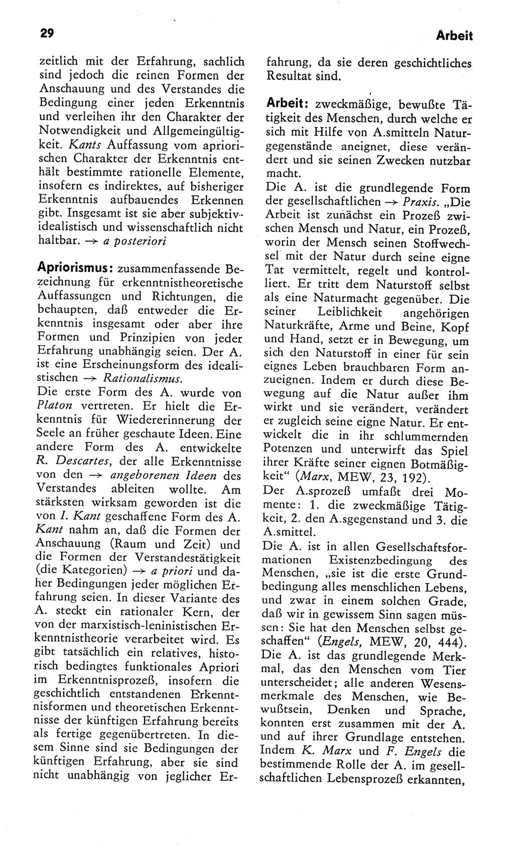 Kleines Wörterbuch der marxistisch-leninistischen Philosophie [Deutsche Demokratische Republik (DDR)] 1982, Seite 29 (Kl. Wb. ML Phil. DDR 1982, S. 29)