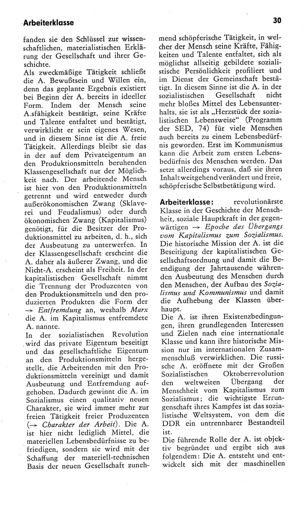 Kleines Wörterbuch der marxistisch-leninistischen Philosophie [Deutsche Demokratische Republik (DDR)] 1982, Seite 30 (Kl. Wb. ML Phil. DDR 1982, S. 30)