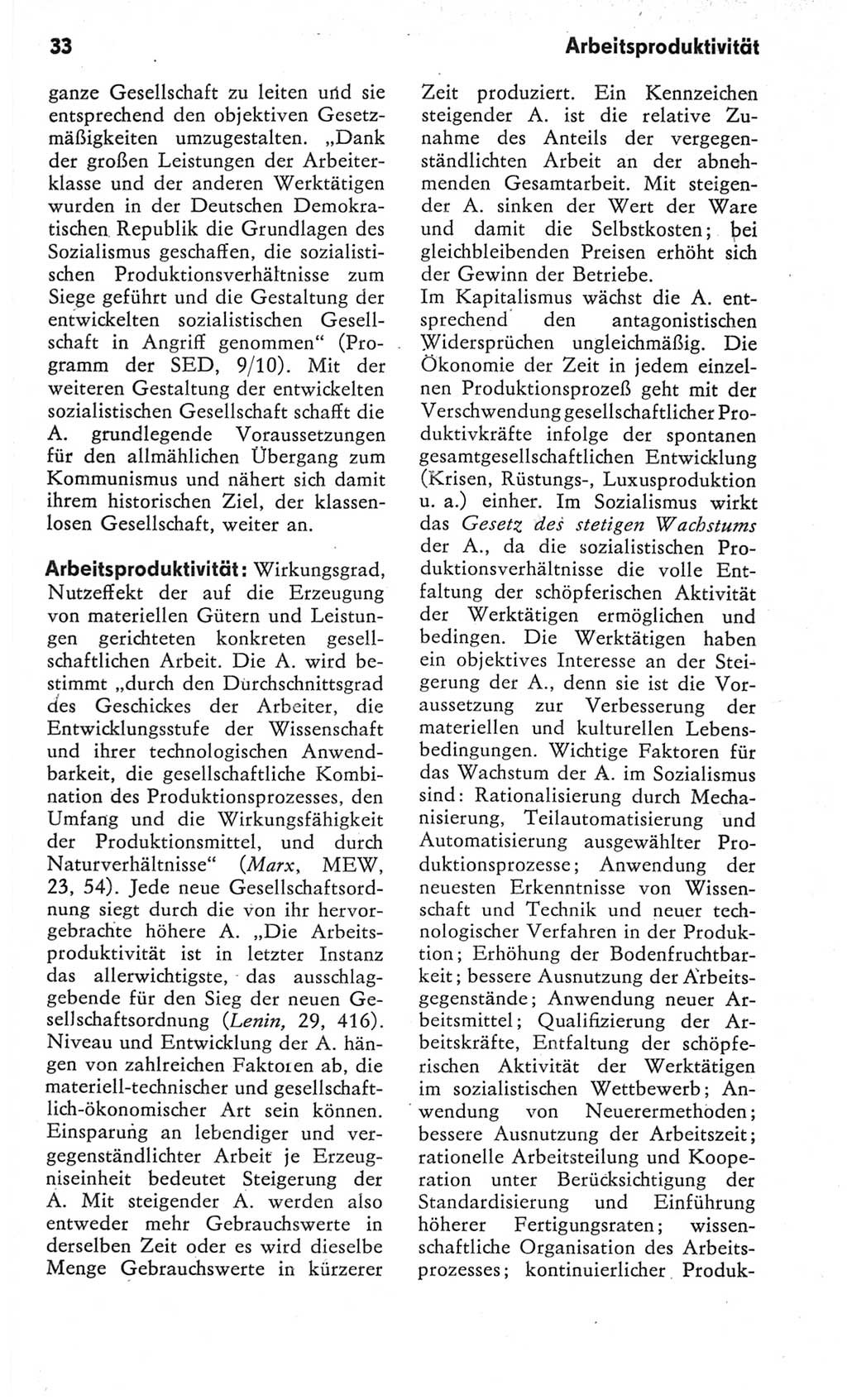 Kleines Wörterbuch der marxistisch-leninistischen Philosophie [Deutsche Demokratische Republik (DDR)] 1982, Seite 33 (Kl. Wb. ML Phil. DDR 1982, S. 33)