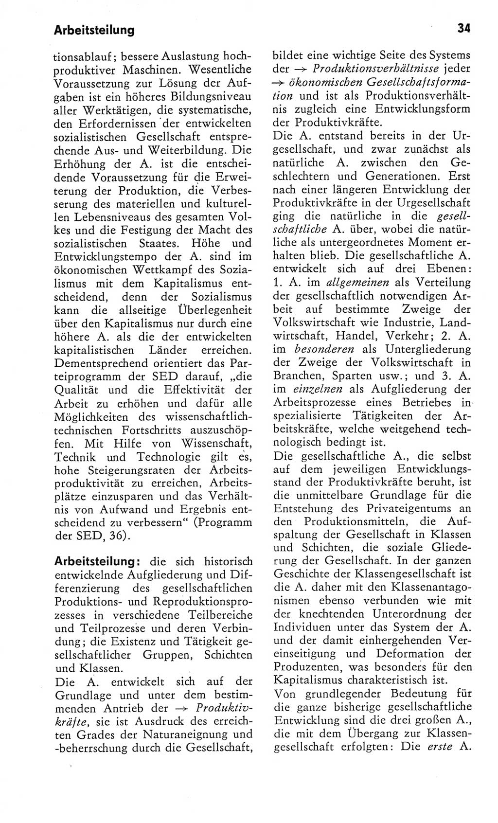 Kleines Wörterbuch der marxistisch-leninistischen Philosophie [Deutsche Demokratische Republik (DDR)] 1982, Seite 34 (Kl. Wb. ML Phil. DDR 1982, S. 34)