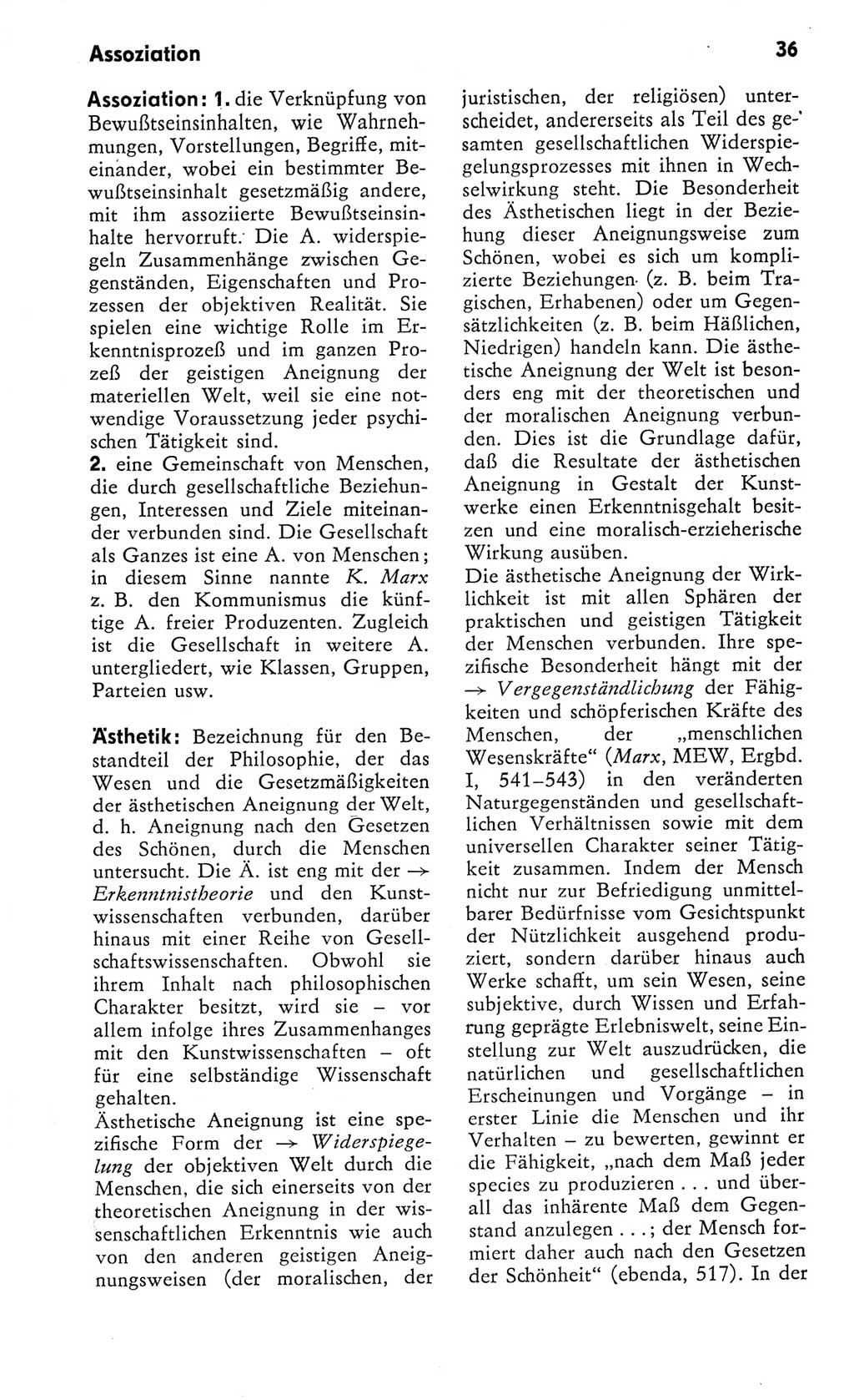 Kleines Wörterbuch der marxistisch-leninistischen Philosophie [Deutsche Demokratische Republik (DDR)] 1982, Seite 36 (Kl. Wb. ML Phil. DDR 1982, S. 36)