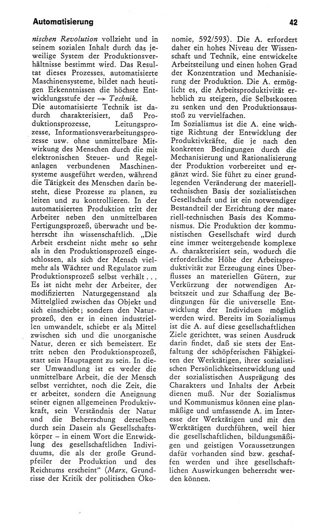 Kleines Wörterbuch der marxistisch-leninistischen Philosophie [Deutsche Demokratische Republik (DDR)] 1982, Seite 42 (Kl. Wb. ML Phil. DDR 1982, S. 42)
