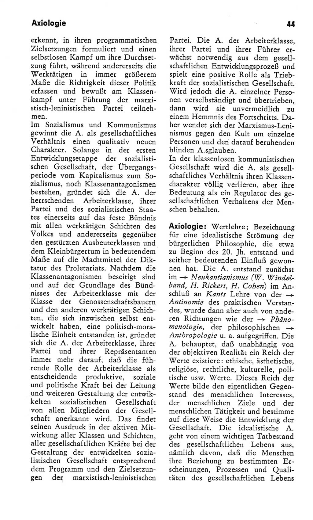 Kleines Wörterbuch der marxistisch-leninistischen Philosophie [Deutsche Demokratische Republik (DDR)] 1982, Seite 44 (Kl. Wb. ML Phil. DDR 1982, S. 44)