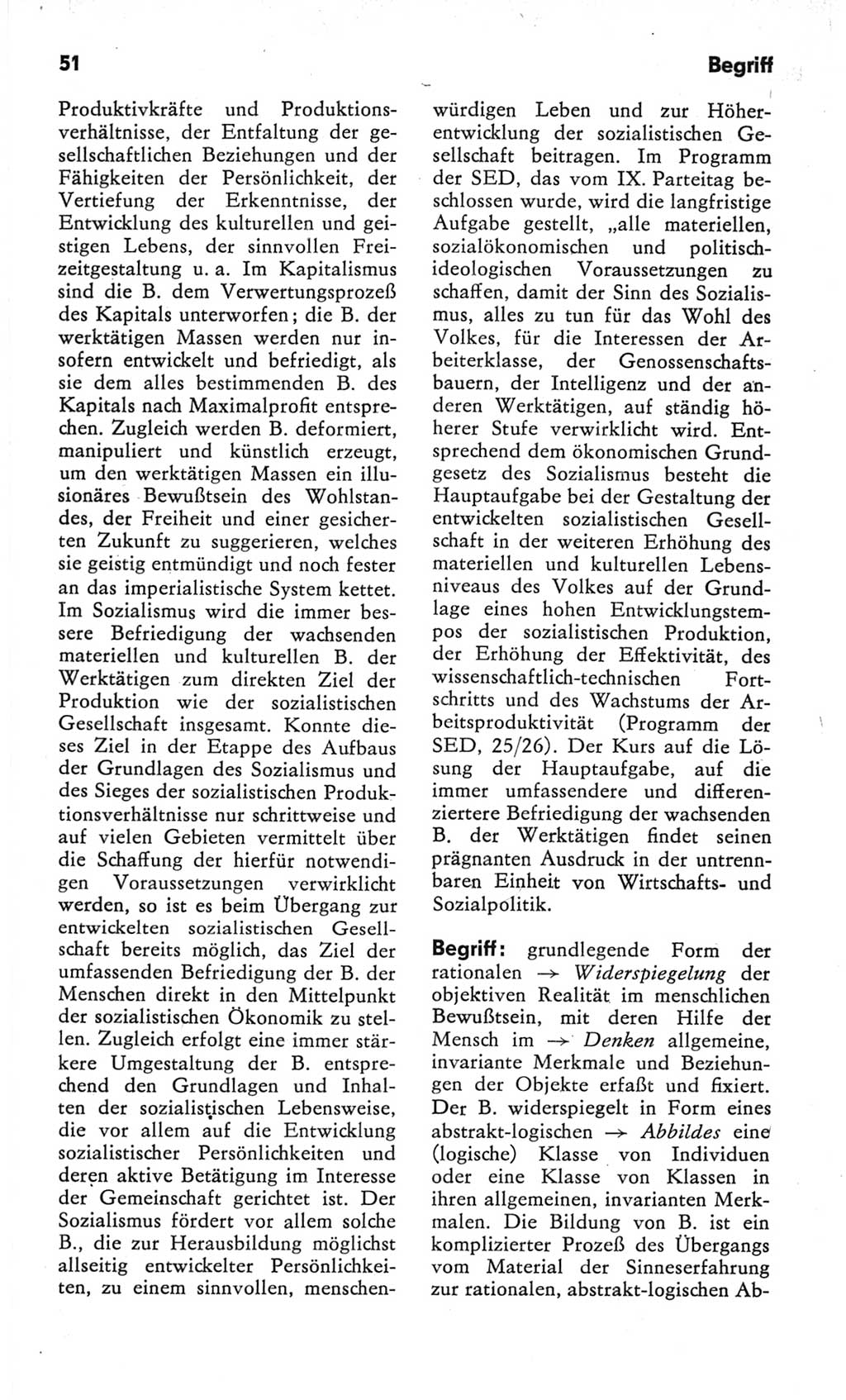 Kleines Wörterbuch der marxistisch-leninistischen Philosophie [Deutsche Demokratische Republik (DDR)] 1982, Seite 51 (Kl. Wb. ML Phil. DDR 1982, S. 51)