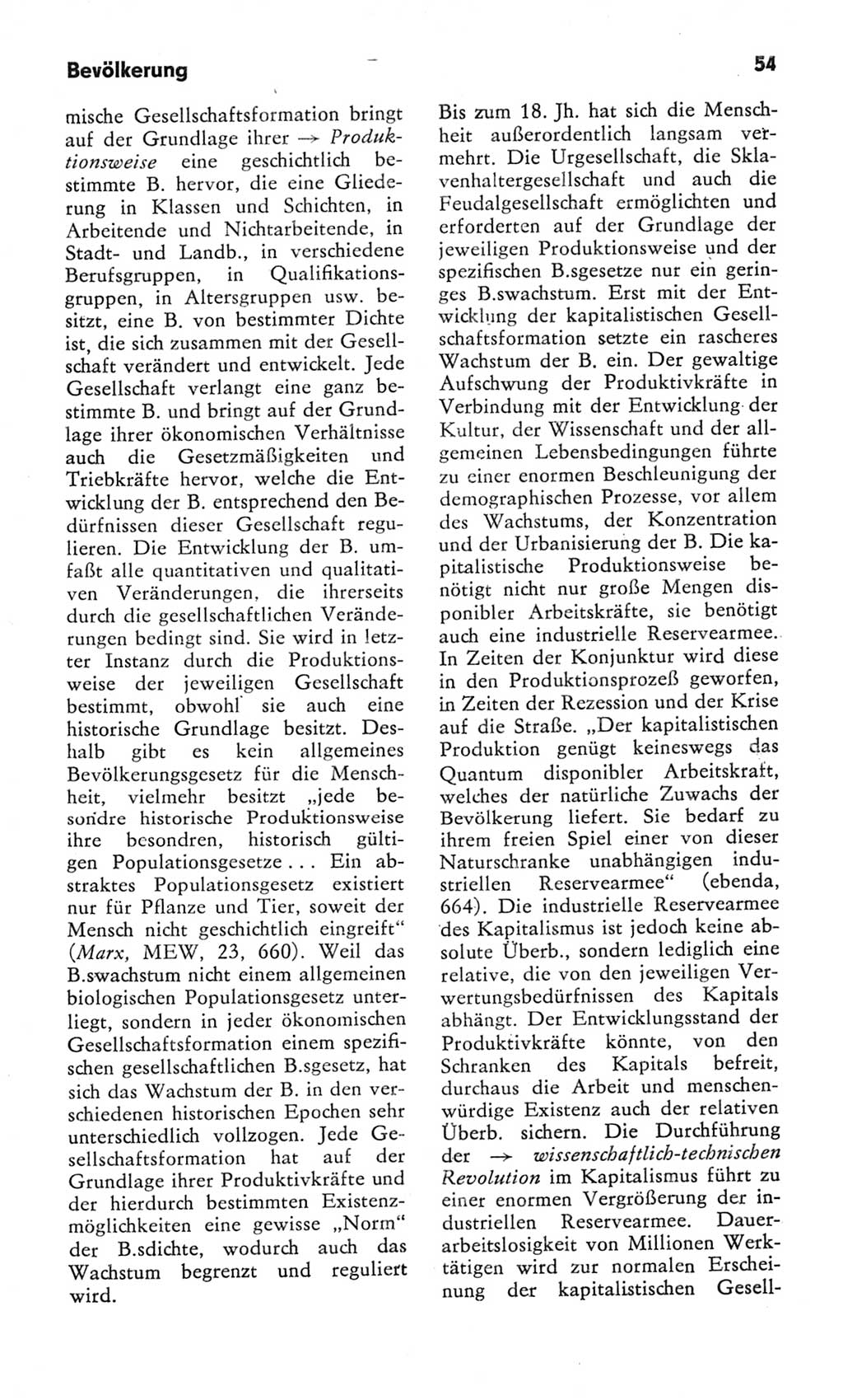 Kleines Wörterbuch der marxistisch-leninistischen Philosophie [Deutsche Demokratische Republik (DDR)] 1982, Seite 54 (Kl. Wb. ML Phil. DDR 1982, S. 54)