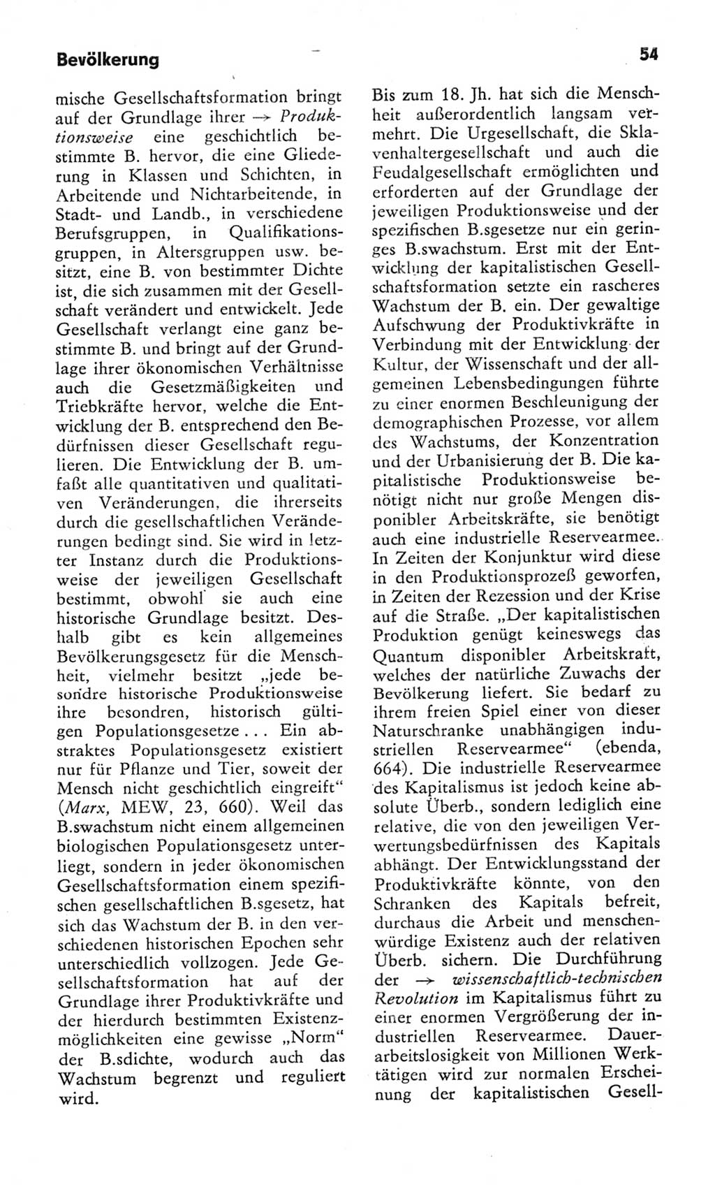 Kleines Wörterbuch der marxistisch-leninistischen Philosophie [Deutsche Demokratische Republik (DDR)] 1982, Seite 54 (Kl. Wb. ML Phil. DDR 1982, S. 54)