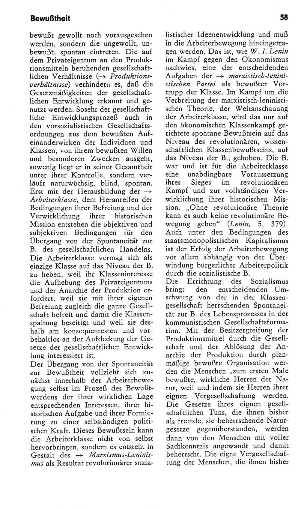Kleines Wörterbuch der marxistisch-leninistischen Philosophie [Deutsche Demokratische Republik (DDR)] 1982, Seite 58 (Kl. Wb. ML Phil. DDR 1982, S. 58)
