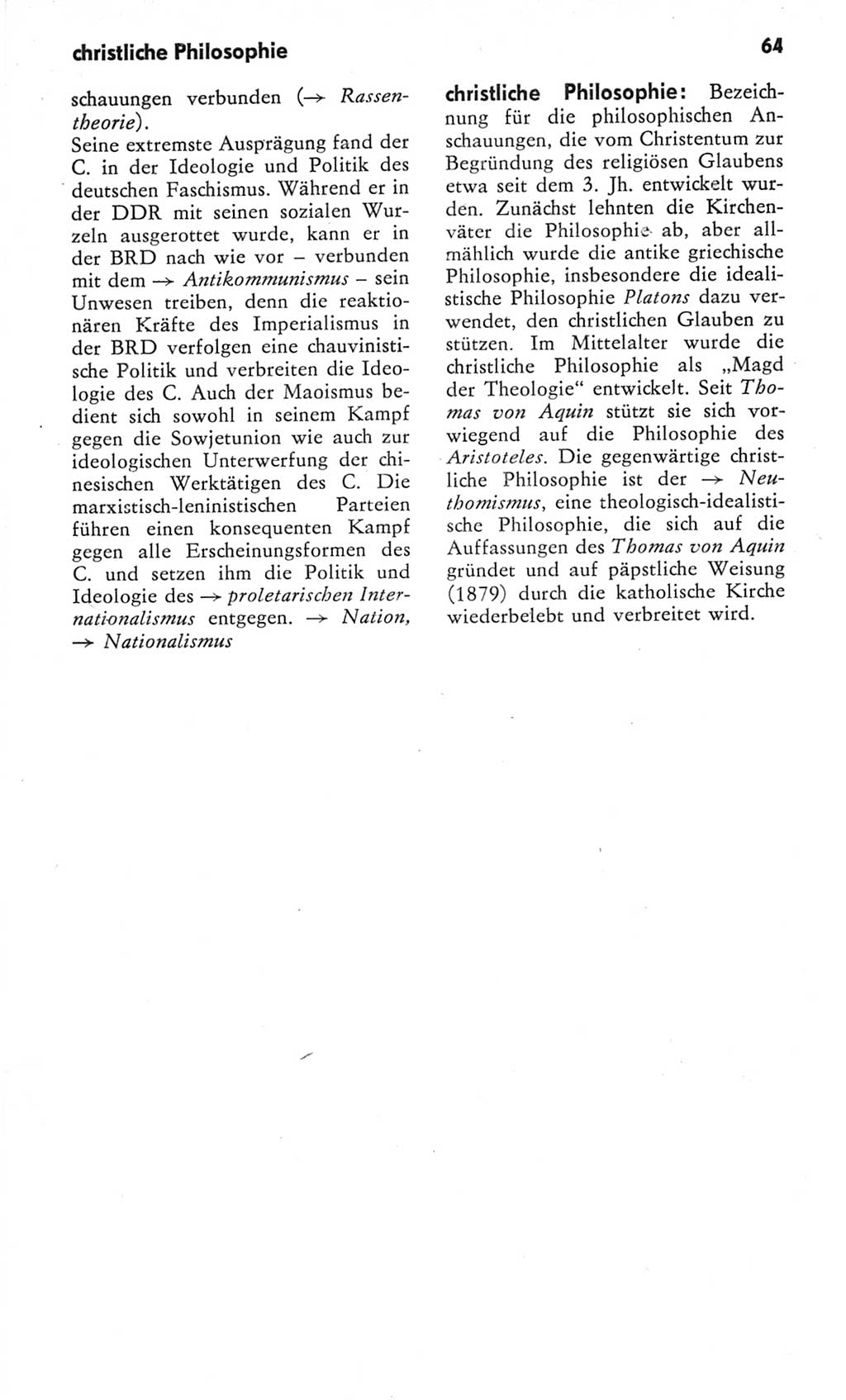 Kleines Wörterbuch der marxistisch-leninistischen Philosophie [Deutsche Demokratische Republik (DDR)] 1982, Seite 64 (Kl. Wb. ML Phil. DDR 1982, S. 64)
