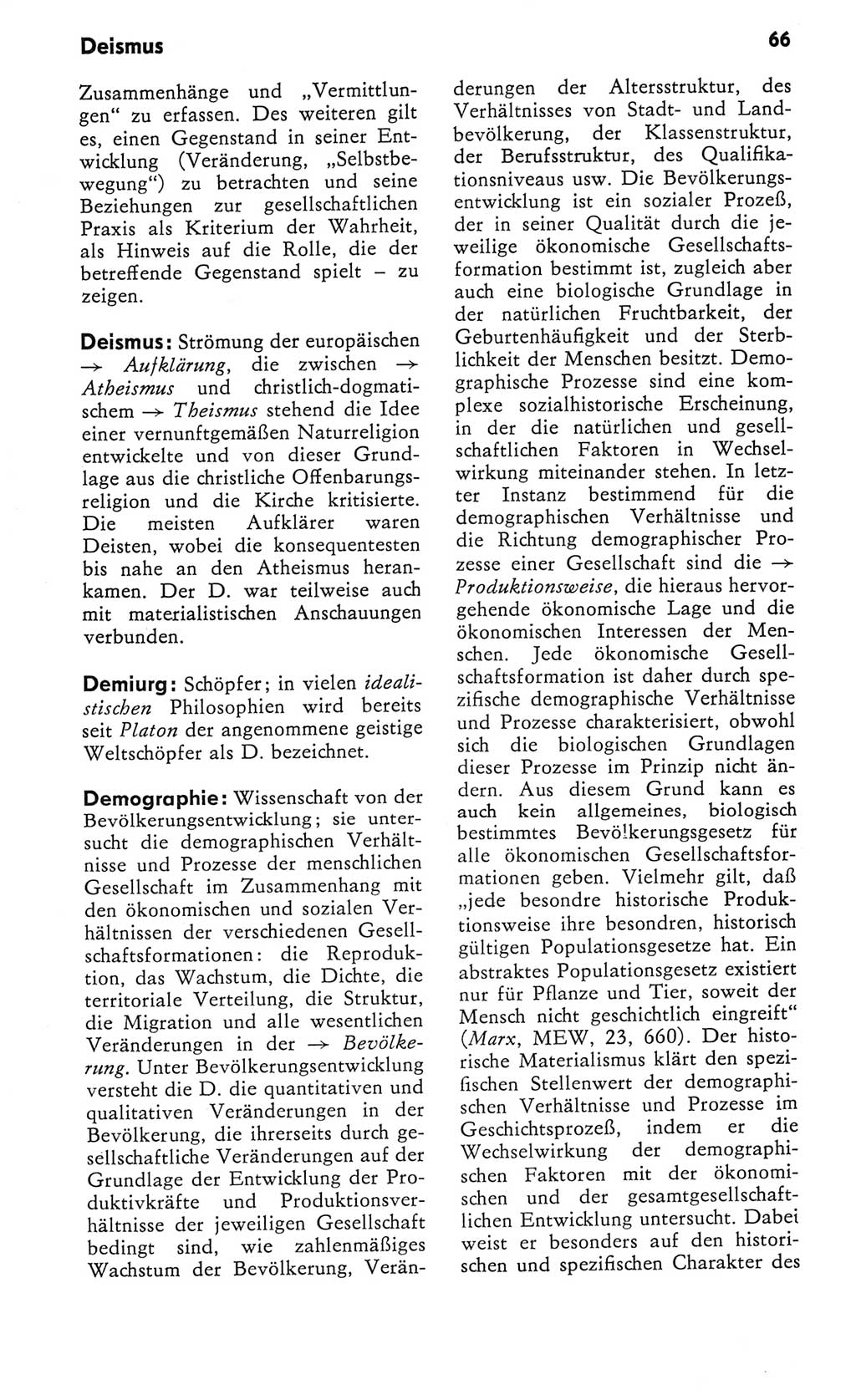Kleines Wörterbuch der marxistisch-leninistischen Philosophie [Deutsche Demokratische Republik (DDR)] 1982, Seite 66 (Kl. Wb. ML Phil. DDR 1982, S. 66)