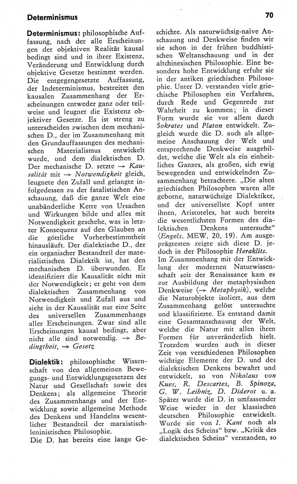 Kleines Wörterbuch der marxistisch-leninistischen Philosophie [Deutsche Demokratische Republik (DDR)] 1982, Seite 70 (Kl. Wb. ML Phil. DDR 1982, S. 70)