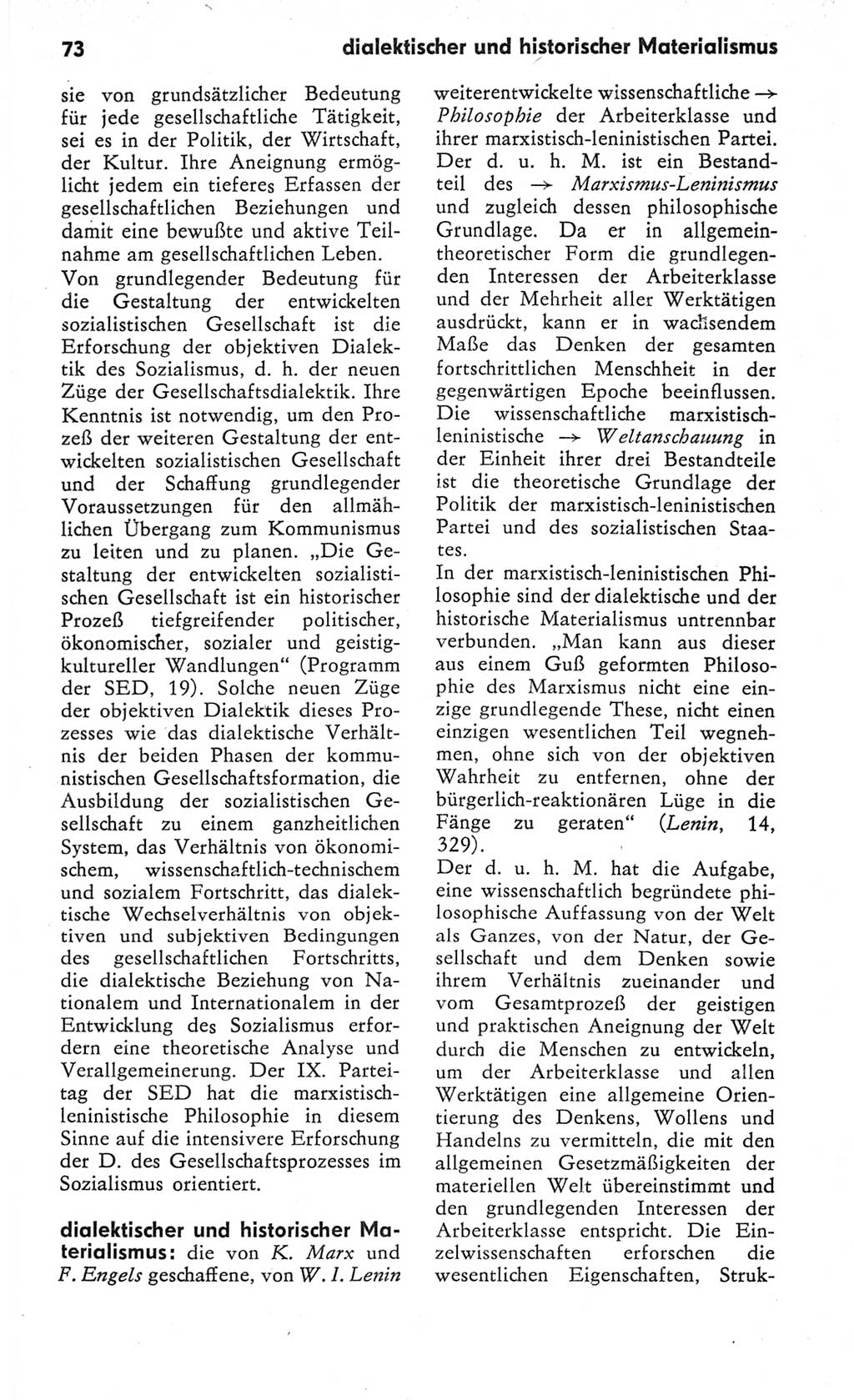 Kleines Wörterbuch der marxistisch-leninistischen Philosophie [Deutsche Demokratische Republik (DDR)] 1982, Seite 73 (Kl. Wb. ML Phil. DDR 1982, S. 73)