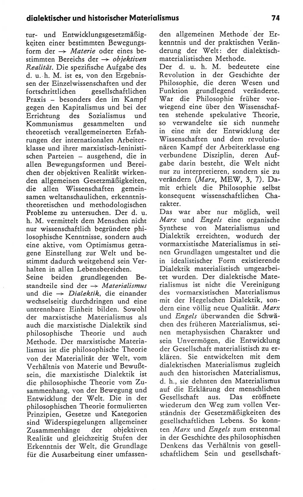 Kleines Wörterbuch der marxistisch-leninistischen Philosophie [Deutsche Demokratische Republik (DDR)] 1982, Seite 74 (Kl. Wb. ML Phil. DDR 1982, S. 74)